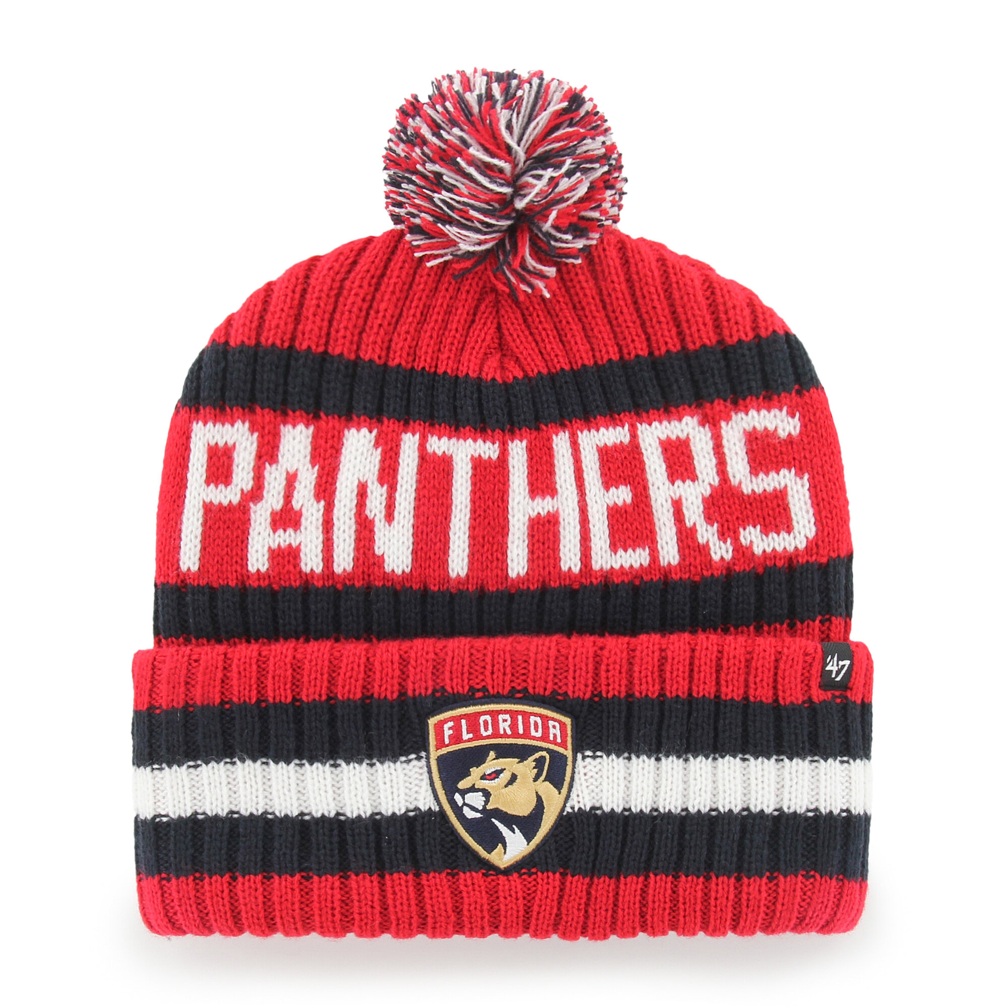 Men's '47  Red Florida Panthers Bering Cuffed Knit Hat with Pom