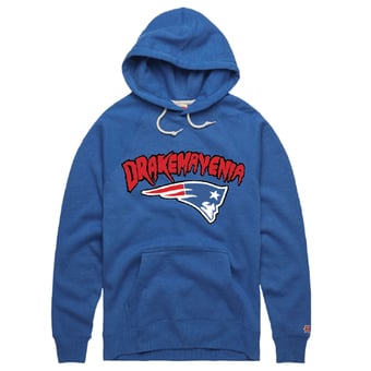 Unisex Homage Drake Maye Royal New England Patriots Drakemayenia Tri-Blend Hoodie