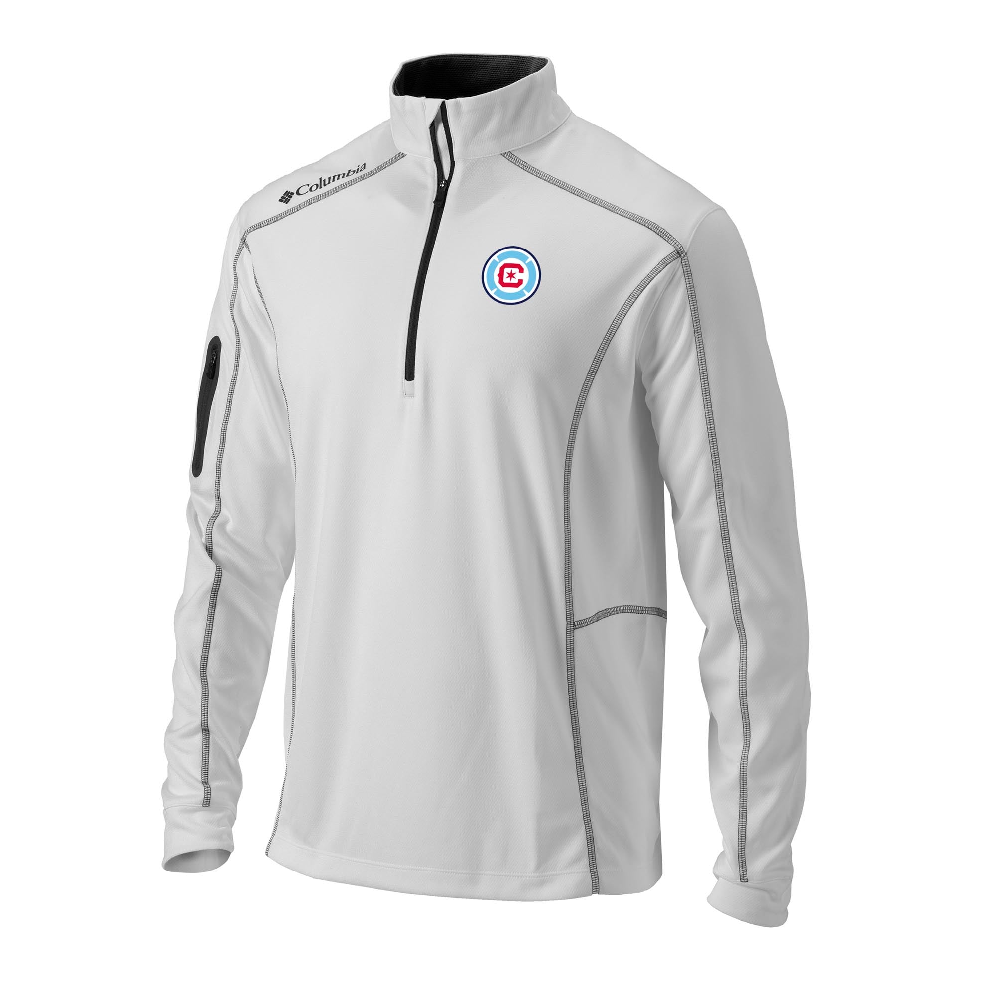 Men's Columbia White Chicago Fire Omni-Wick Shotgun Quarter-Zip Pullover