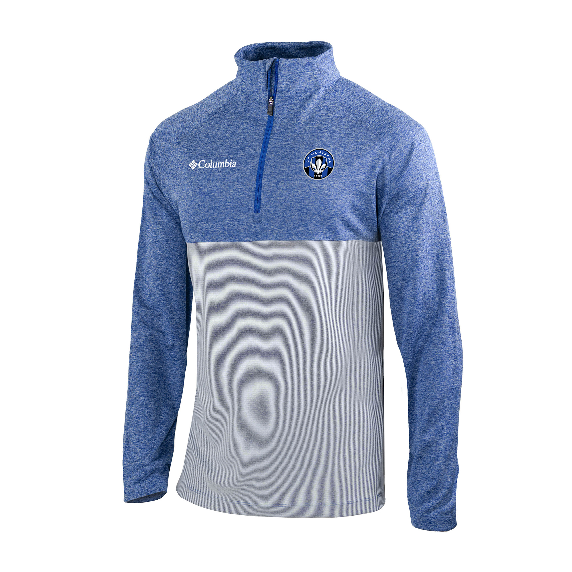 Men's Columbia Blue CF Montreal Omni-Wick Raglan Rockin' It Quarter-Zip Pullover