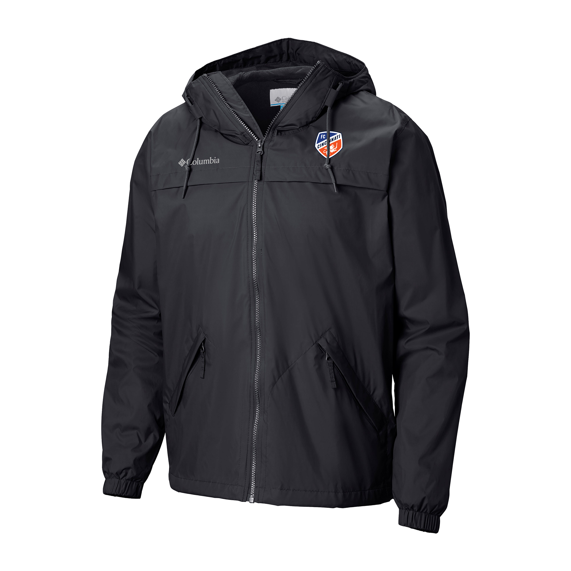 Men's Columbia Black FC Cincinnati Oroville Creek Lined Omni-Tech Full-Zip Jacket
