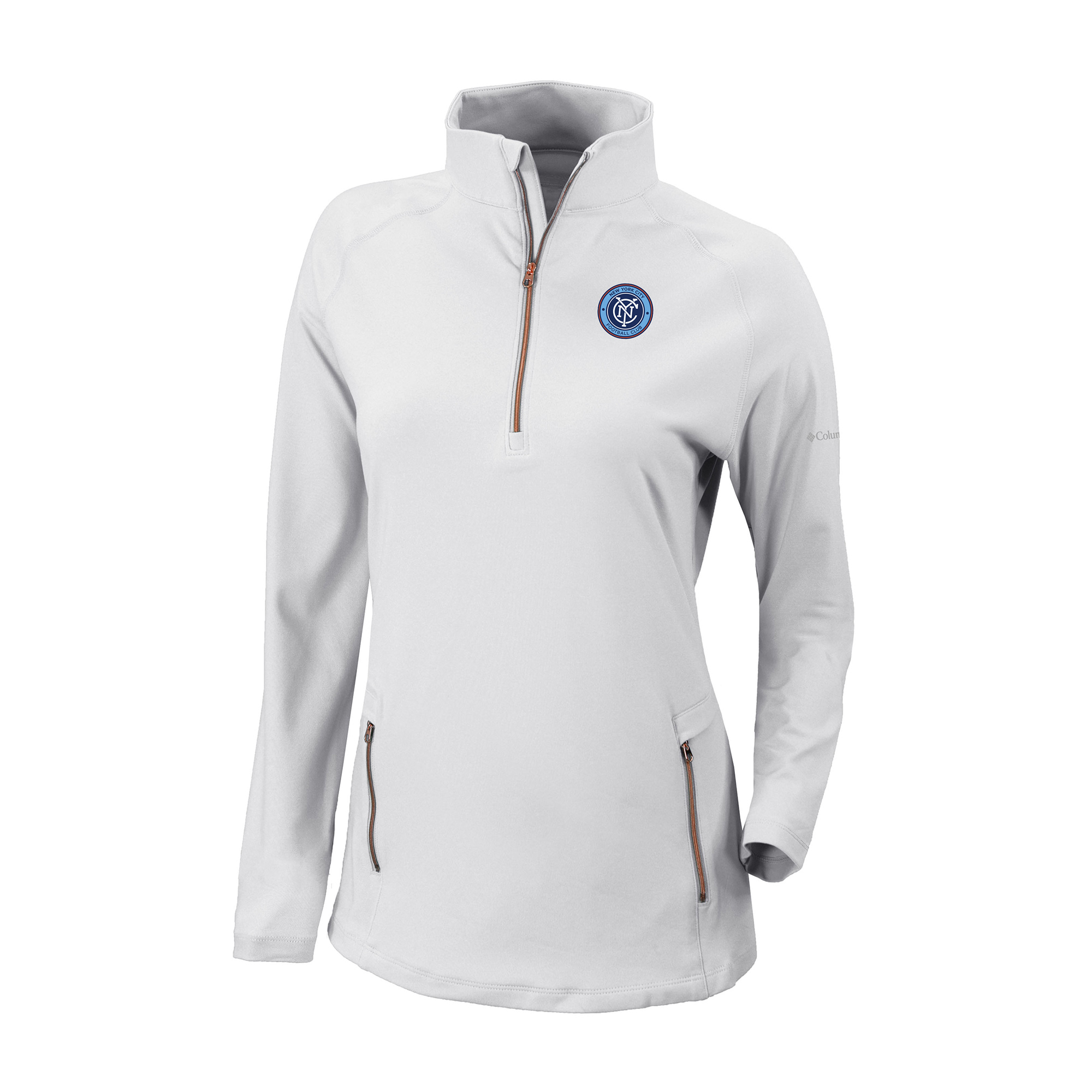 Women’s Columbia White New York City FC Outward Nine Omni-Wick Quarter-Zip Pullover Women’s Columbia White New York City FC Outward Nine Omni-Wick Quarter-Zip Pullover