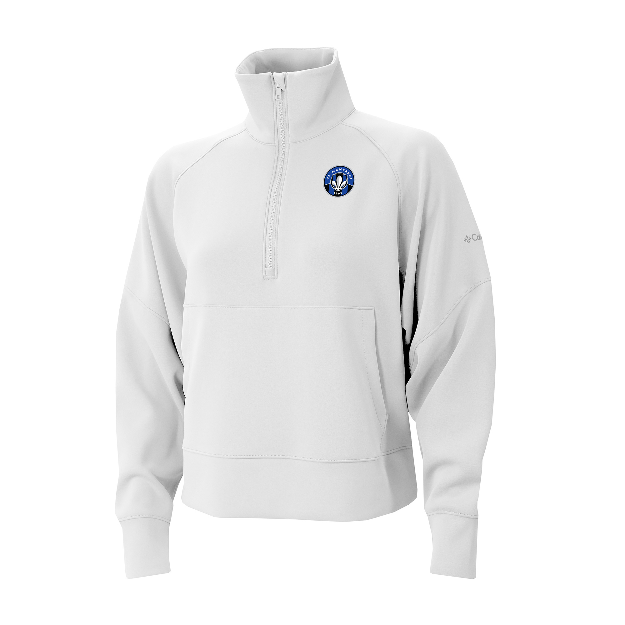 Women's Columbia White CF Montreal Wickhams Hills Raglan Omni-Wick Half-Zip Pullover