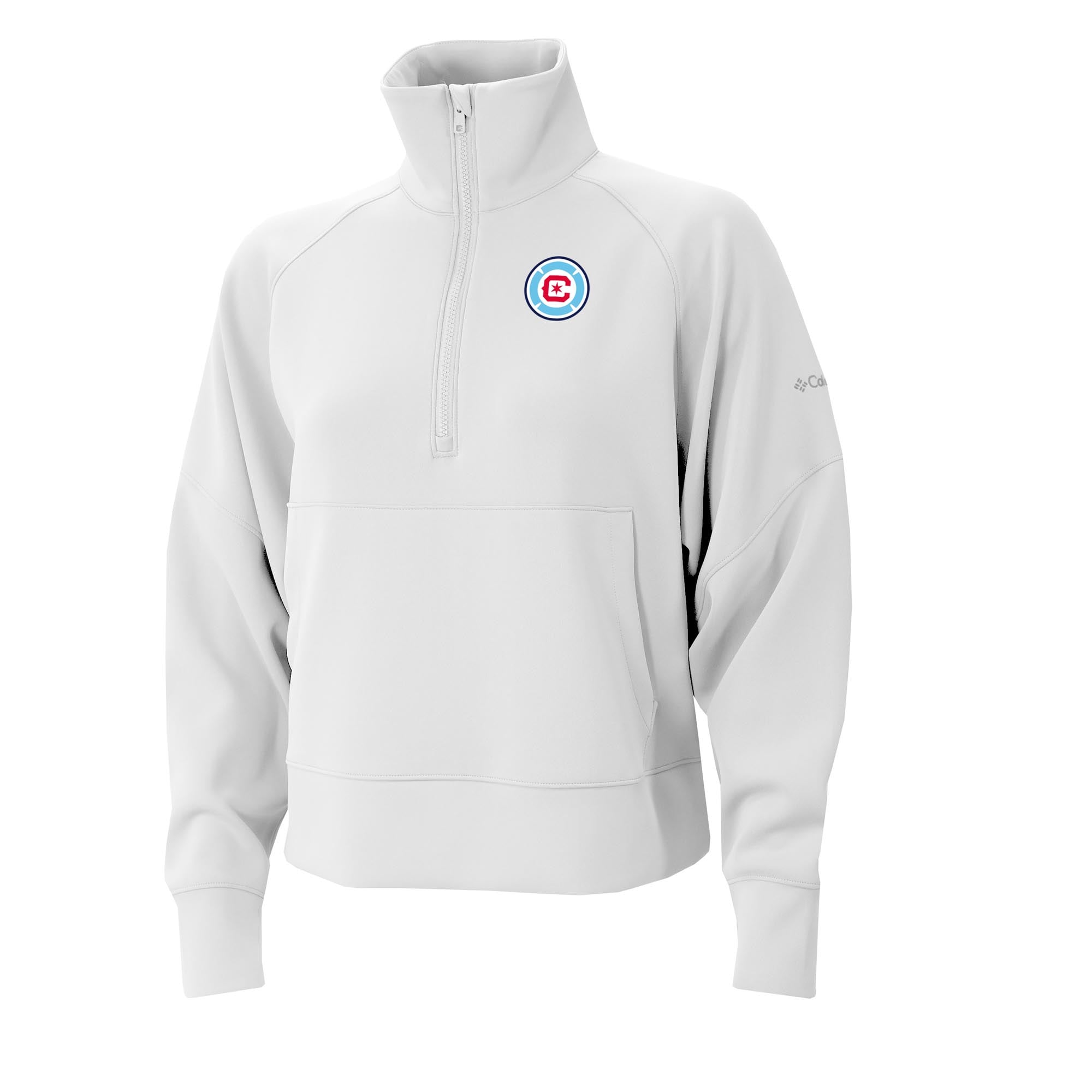 Women's Columbia White Chicago Fire Wickhams Hills Raglan Omni-Wick Half-Zip Pullover
