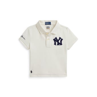 Girls Toddler Polo Ralph Lauren White Yankees Boxy Polo Shirt