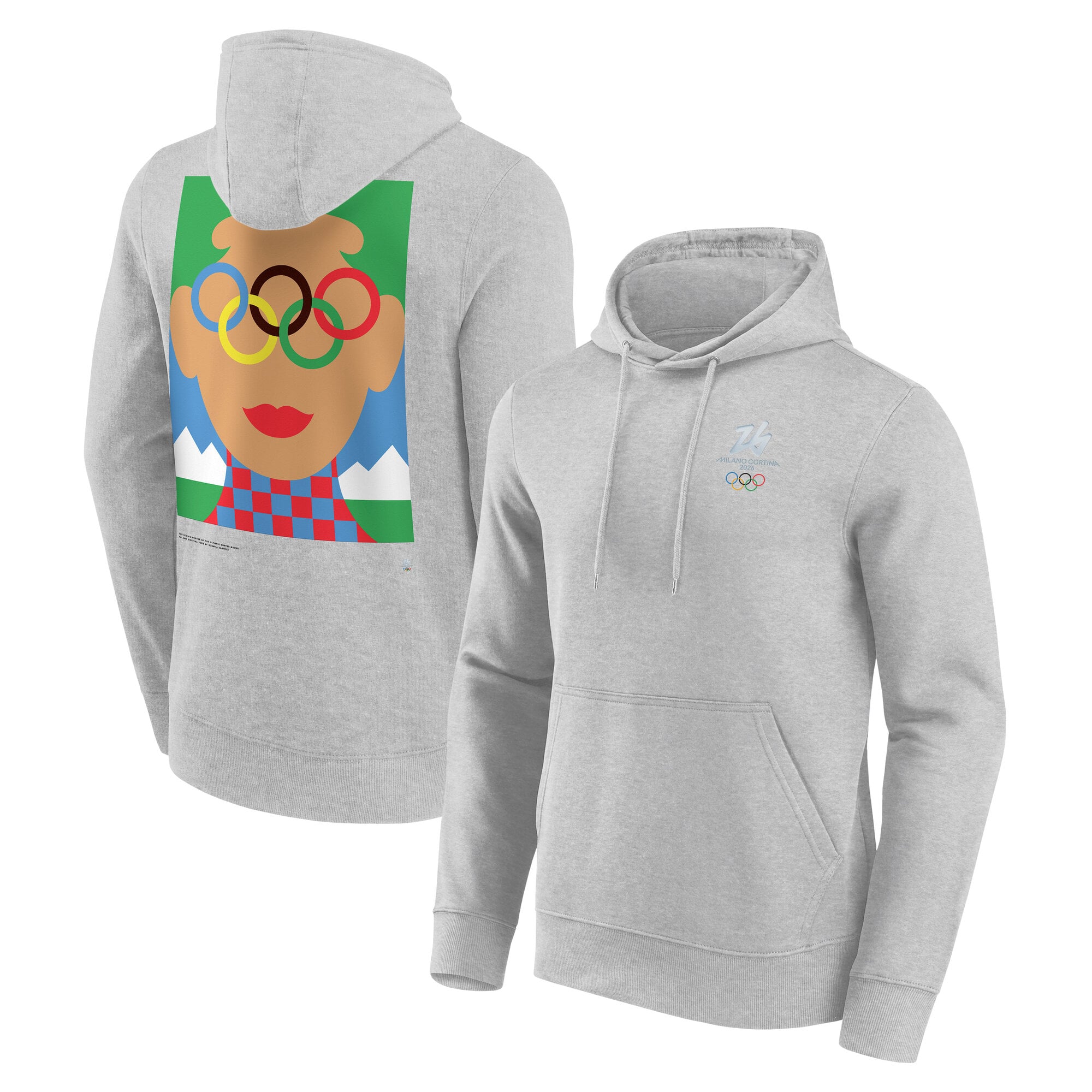 Felpa con cappuccio grafica con poster iconico Milano Cortina 2026 - Grigio