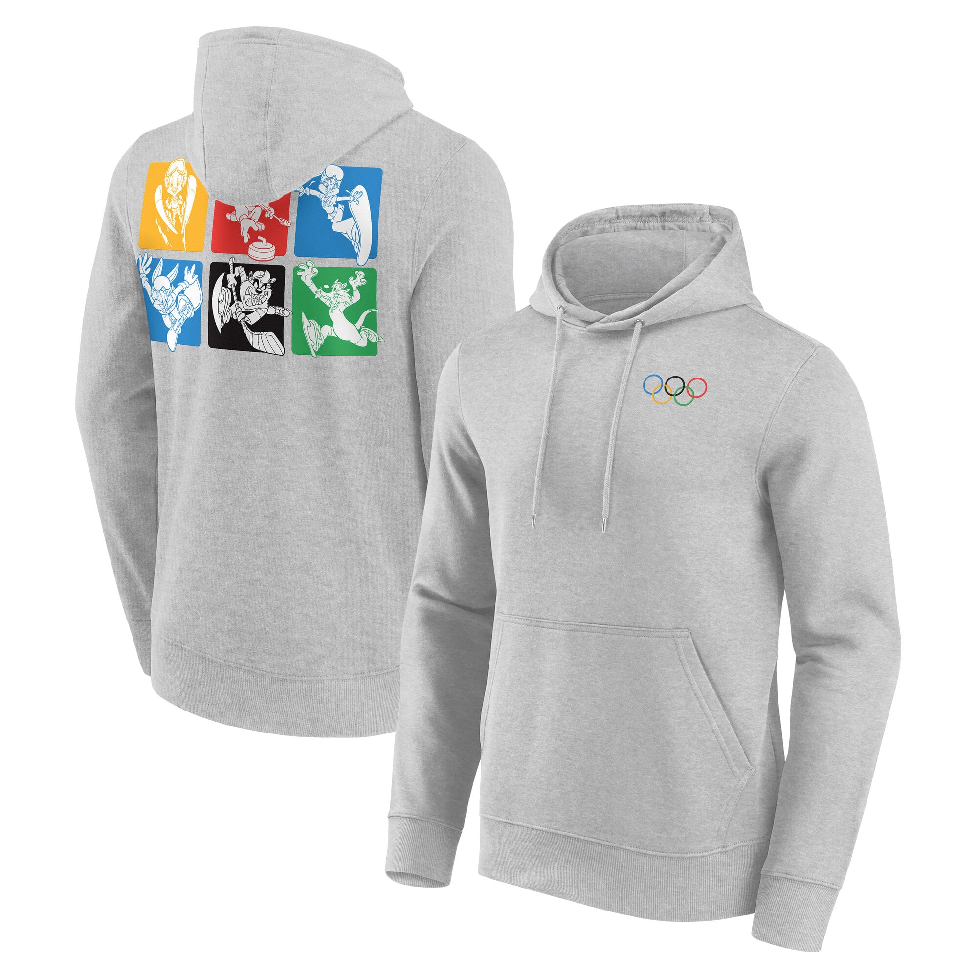 Felpa con cappuccio grafica collage retrò Looney Tunes The Olympic Collection - Grigio