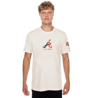 Men's New Era  Cream Atlanta Braves 250th Fourth of July T-Shirt