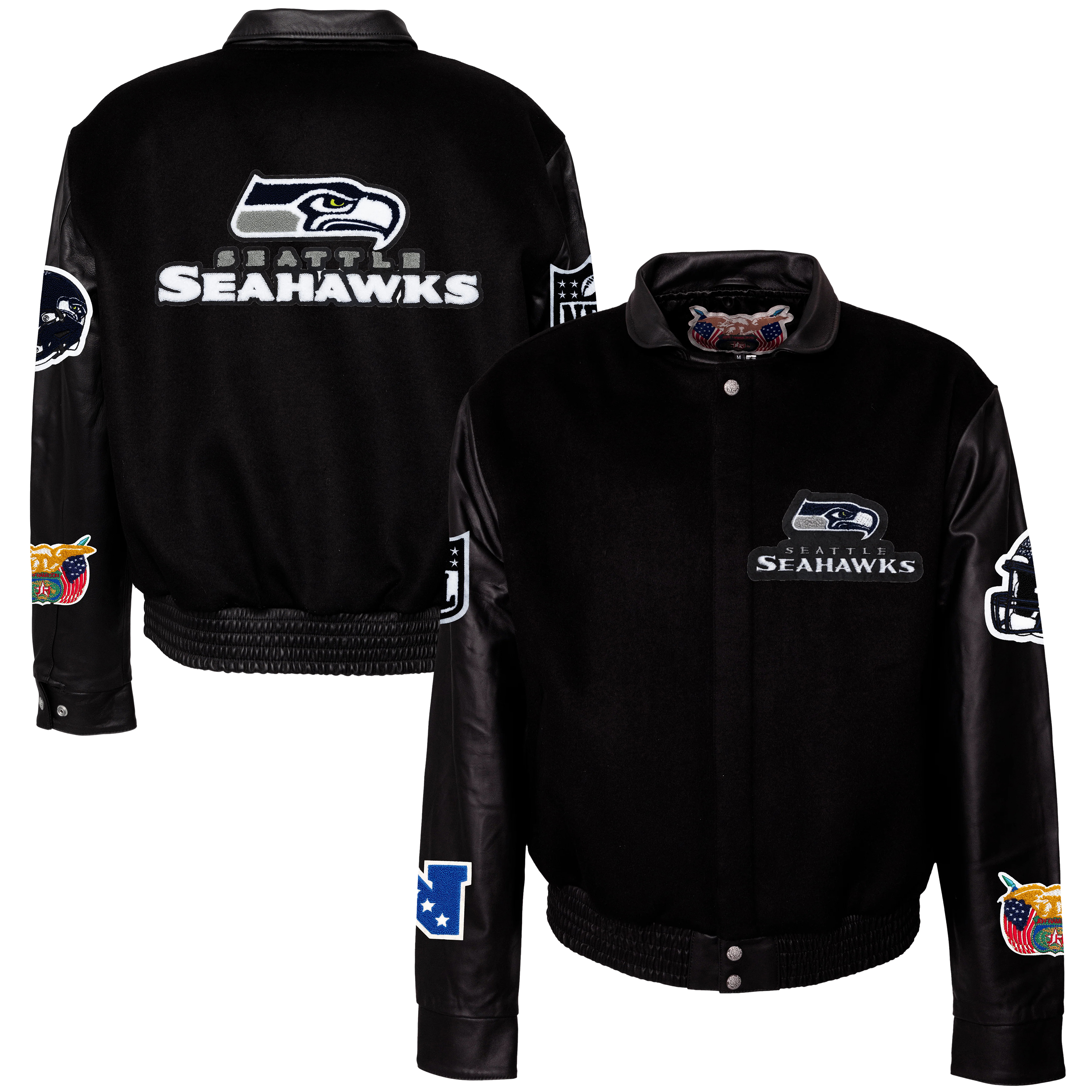 Men's Jeff Hamilton Black Seattle Seahawks Full-Snap Varsity Jacket