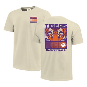 Men's  Cream Clemson Tigers Basketball Staredown Comfort Colors