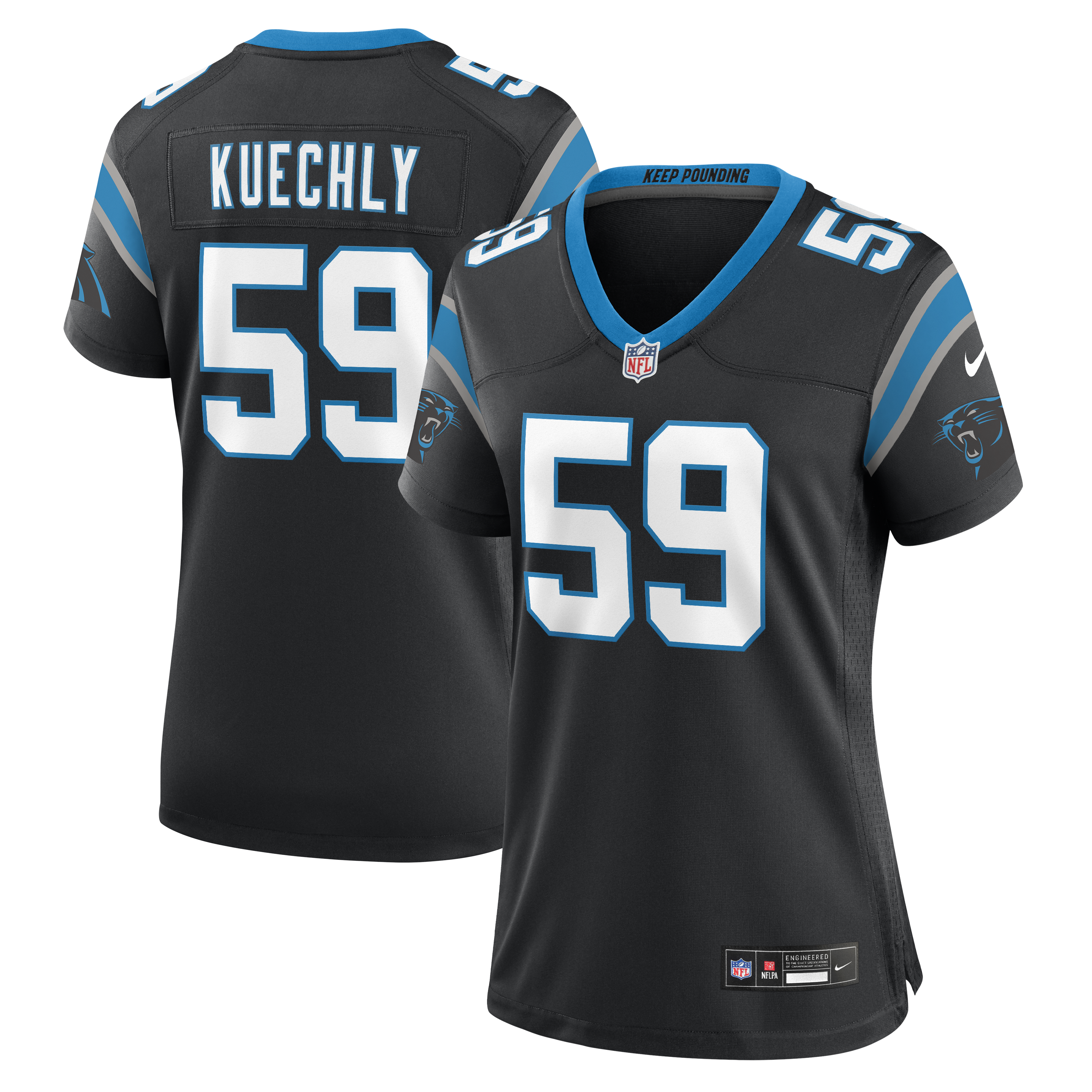 Women's Nike Luke Kuechly Black Carolina Panthers Team Game Jersey