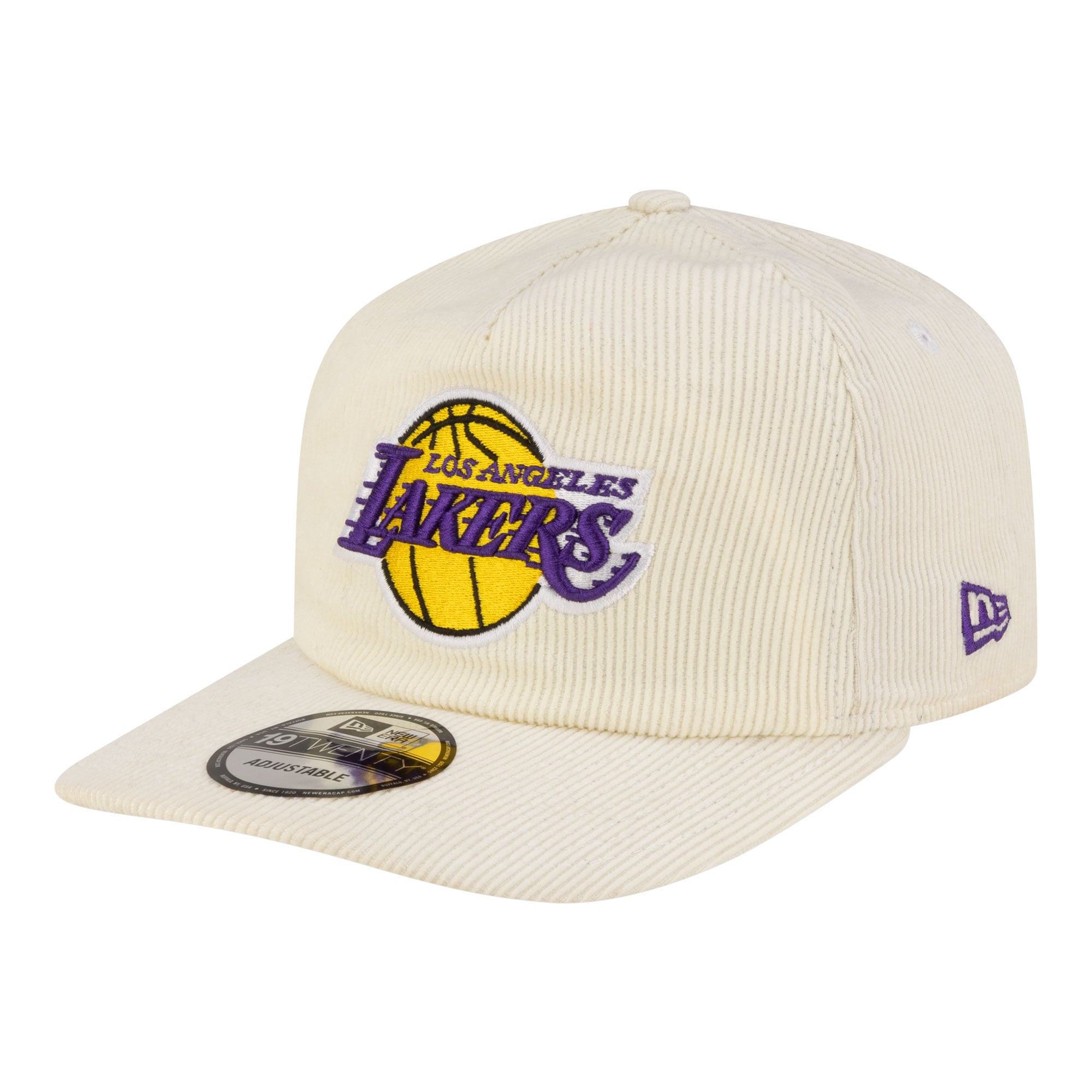 Men's New Era  White Los Angeles Lakers 19TWENTY 80s Chrome Corduroy Adjustable Hat