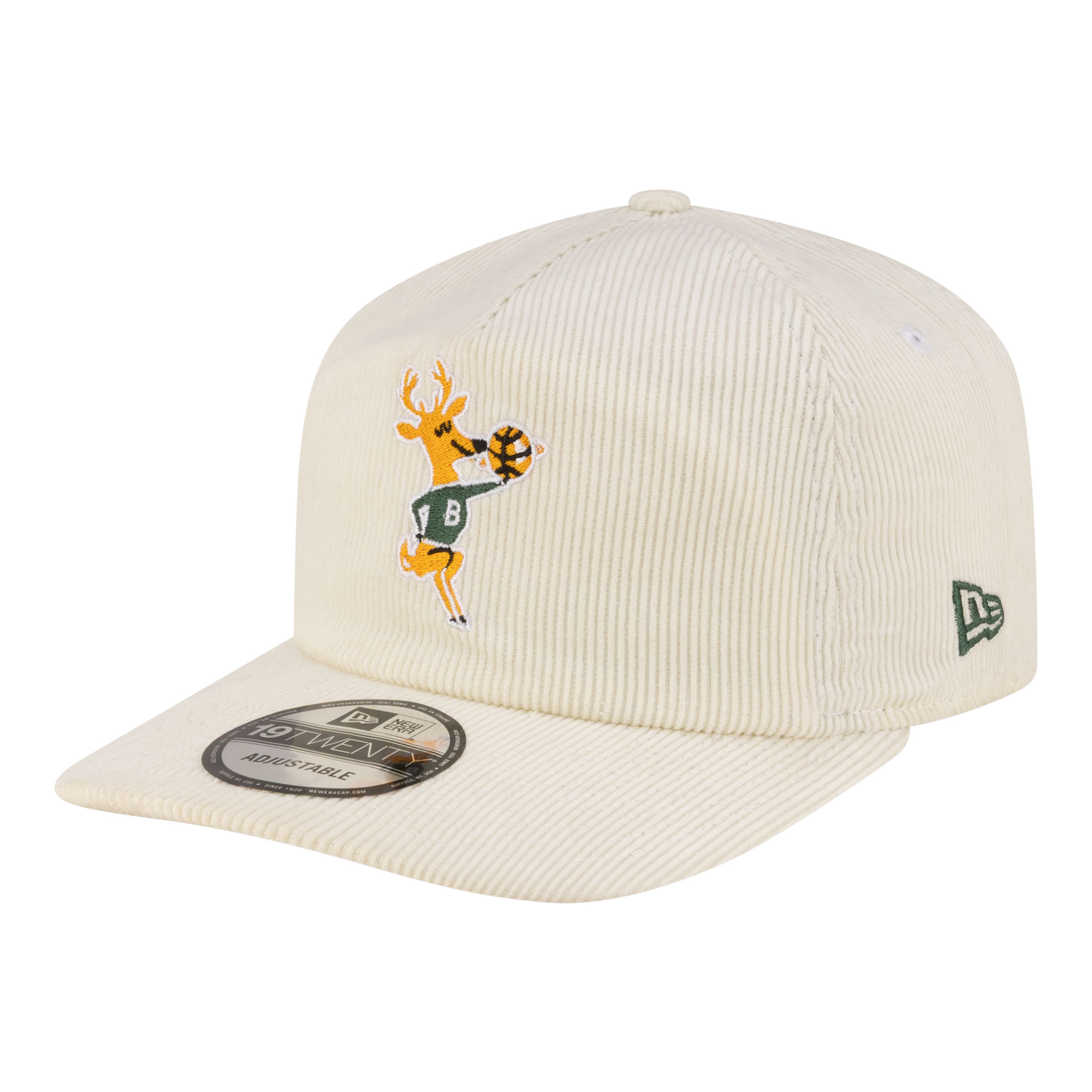Men's New Era White Milwaukee Bucks 19TWENTY 80s Chrome Corduroy Adjustable Hat