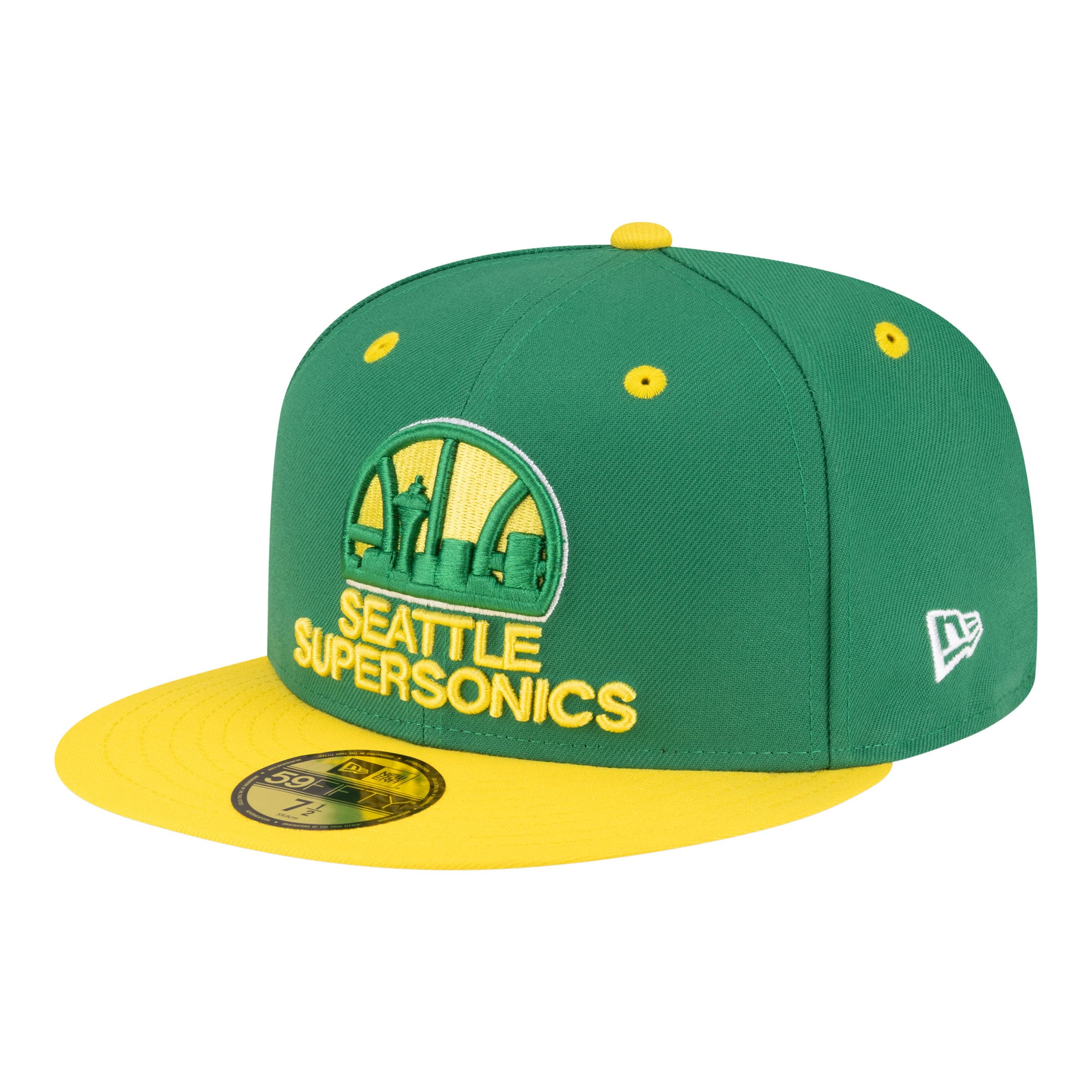 Men's New Era Green/Gold Seattle SuperSonics 80s Throwback 59FIFTY Fitted Hat