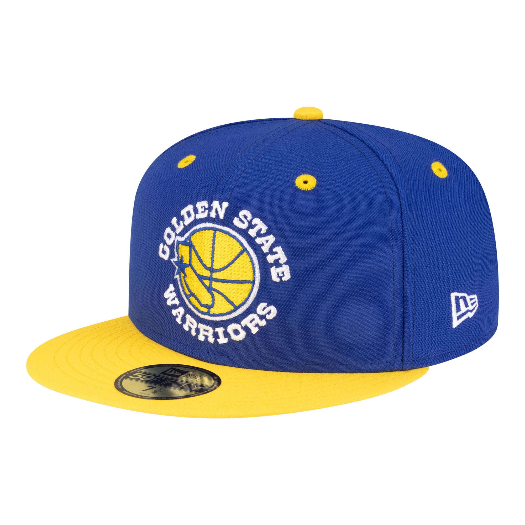 Men's New Era Royal/Gold Golden State Warriors 80s Throwback 59FIFTY Fitted Hat