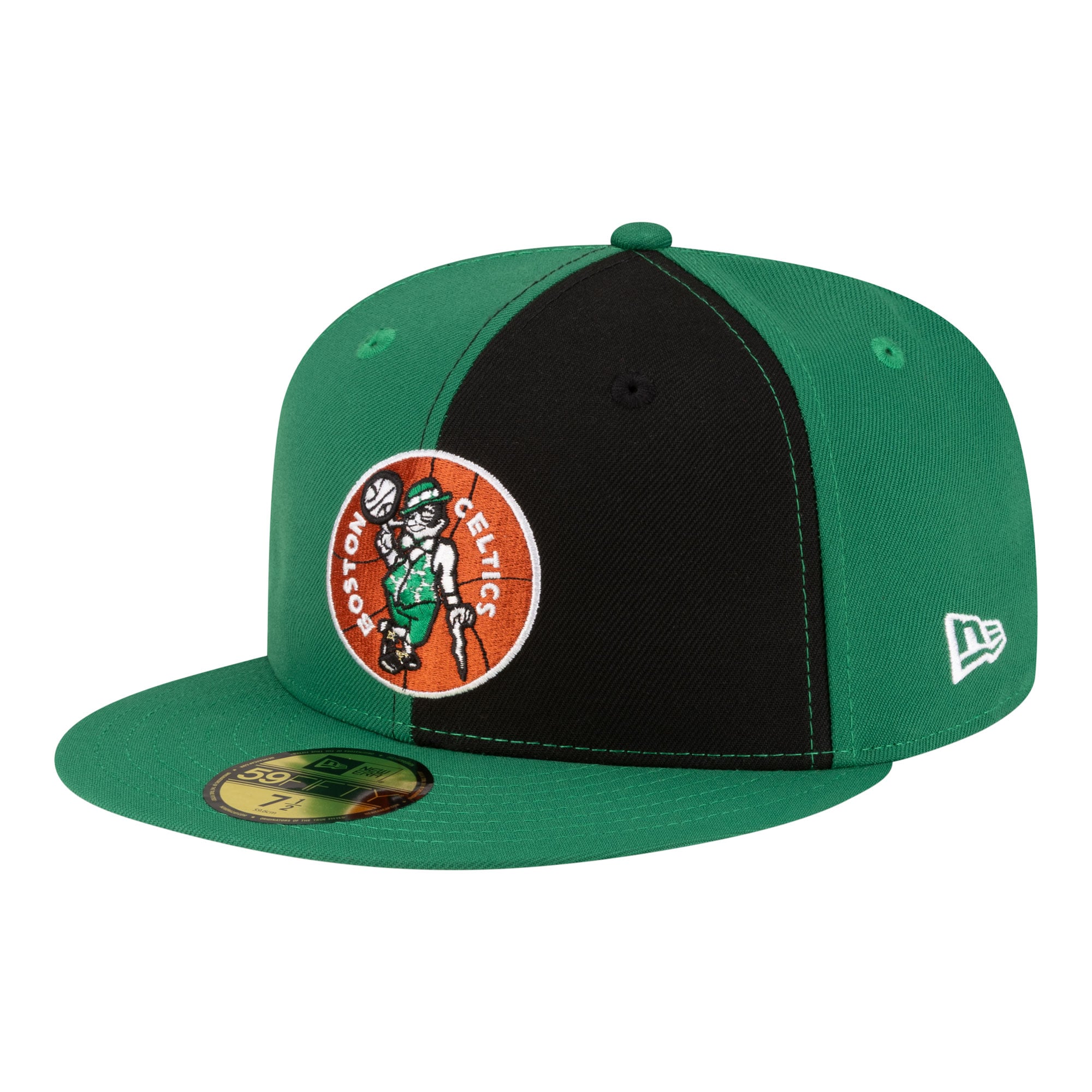Men's New Era  Black/Kelly Green Boston Celtics 80s Throwback Pinwheel 59FIFTY Fitted Hat