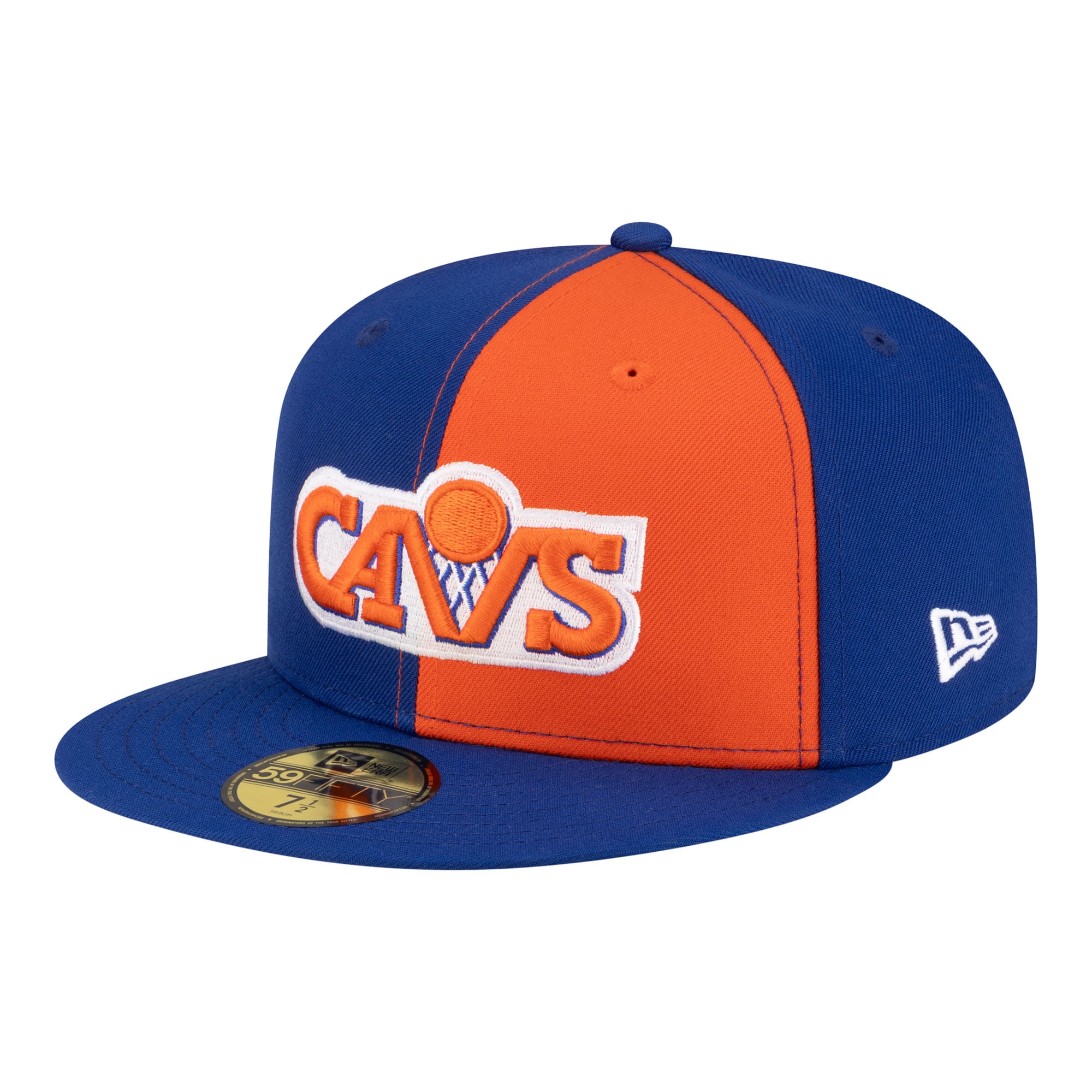 Men's New Era  Orange/Blue Cleveland Cavaliers 80s Throwback Pinwheel 59FIFTY Fitted Hat