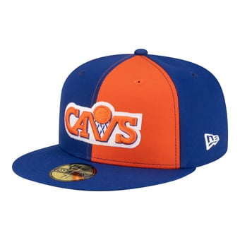 Men's New Era  Orange/Blue Cleveland Cavaliers 80s Throwback Pinwheel 59FIFTY Fitted Hat