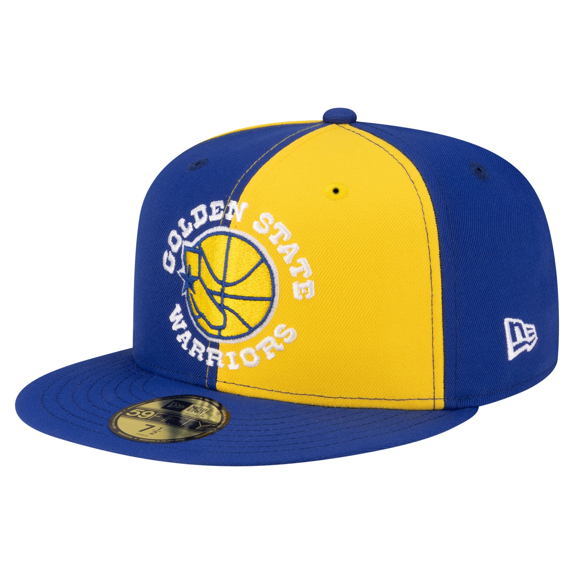 Men's New Era  Gold/Royal Golden State Warriors 80s Throwback Pinwheel 59FIFTY Fitted Hat