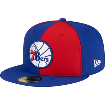 Men's New Era  Red/Royal Philadelphia 76ers 80s Throwback Pinwheel 59FIFTY Fitted Hat