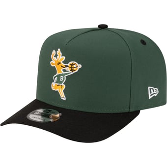 Men's New Era  Hunter Green/Black Milwaukee Bucks 80s Throwback A-Frame 9FIFTY Snapback Hat