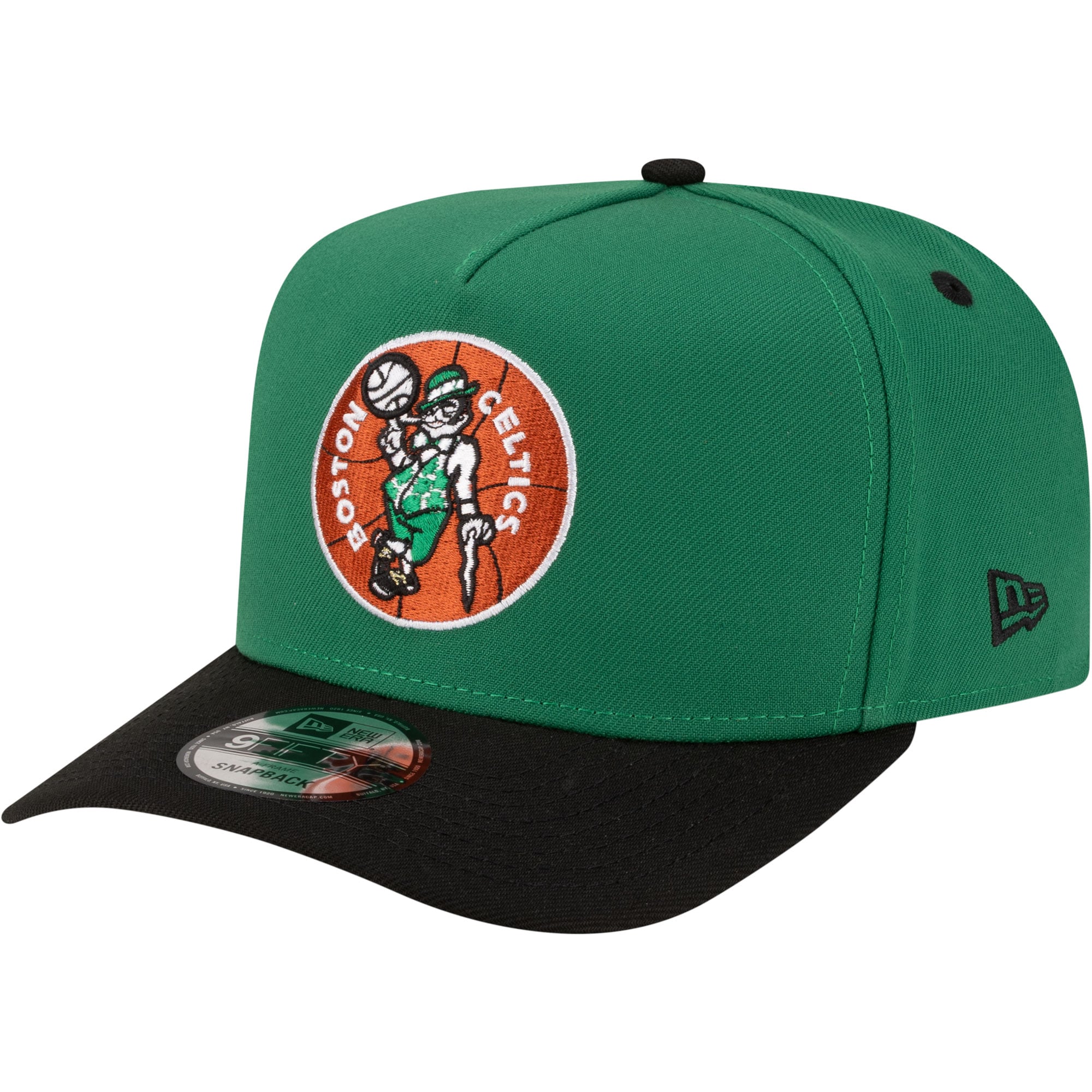 Men's New Era  Kelly Green/Black Boston Celtics 80s Throwback A-Frame 9FIFTY Snapback Hat