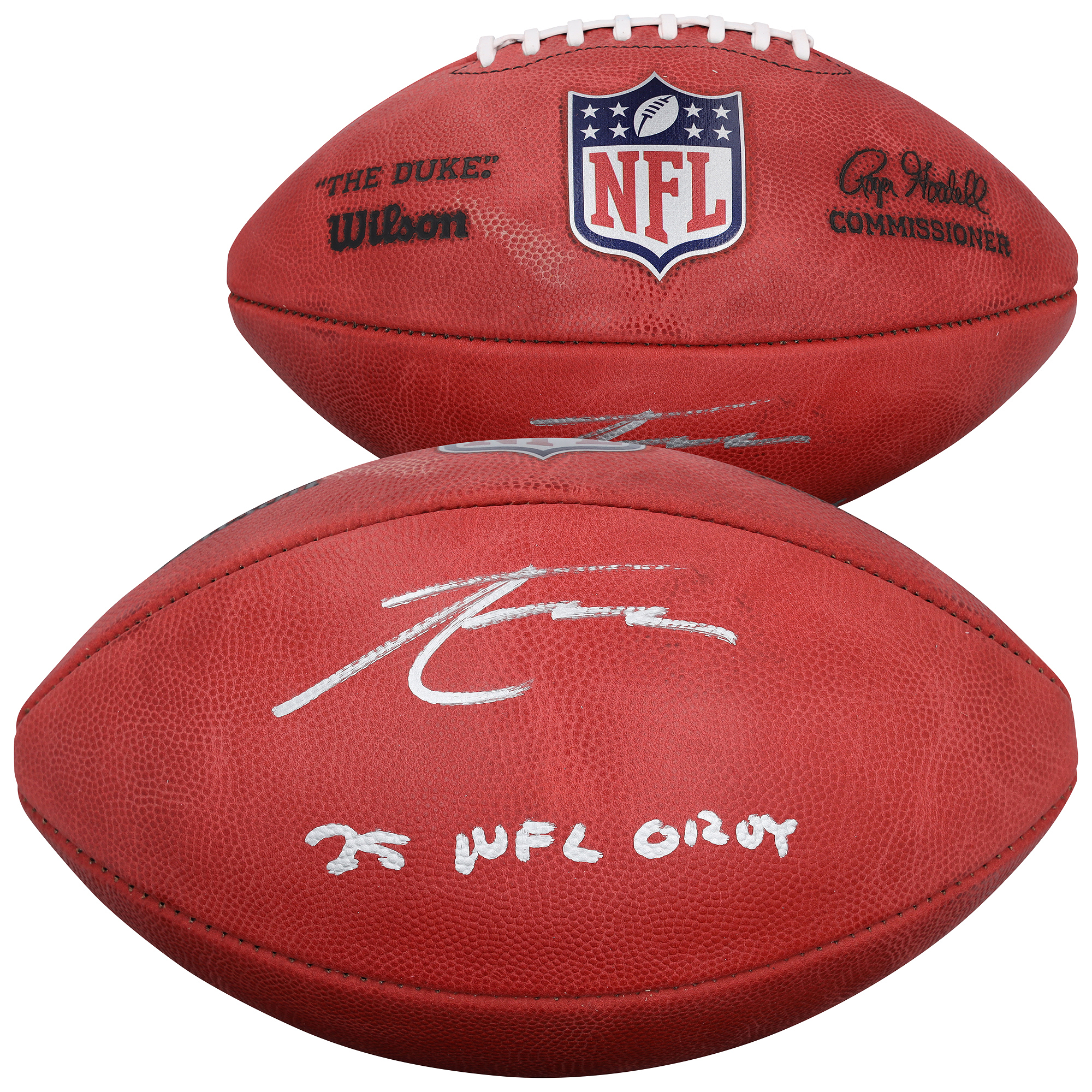 Tetairoa McMillan Carolina Panthers Autographed Duke Full Color Football with "25 NFL OROY" Inscription