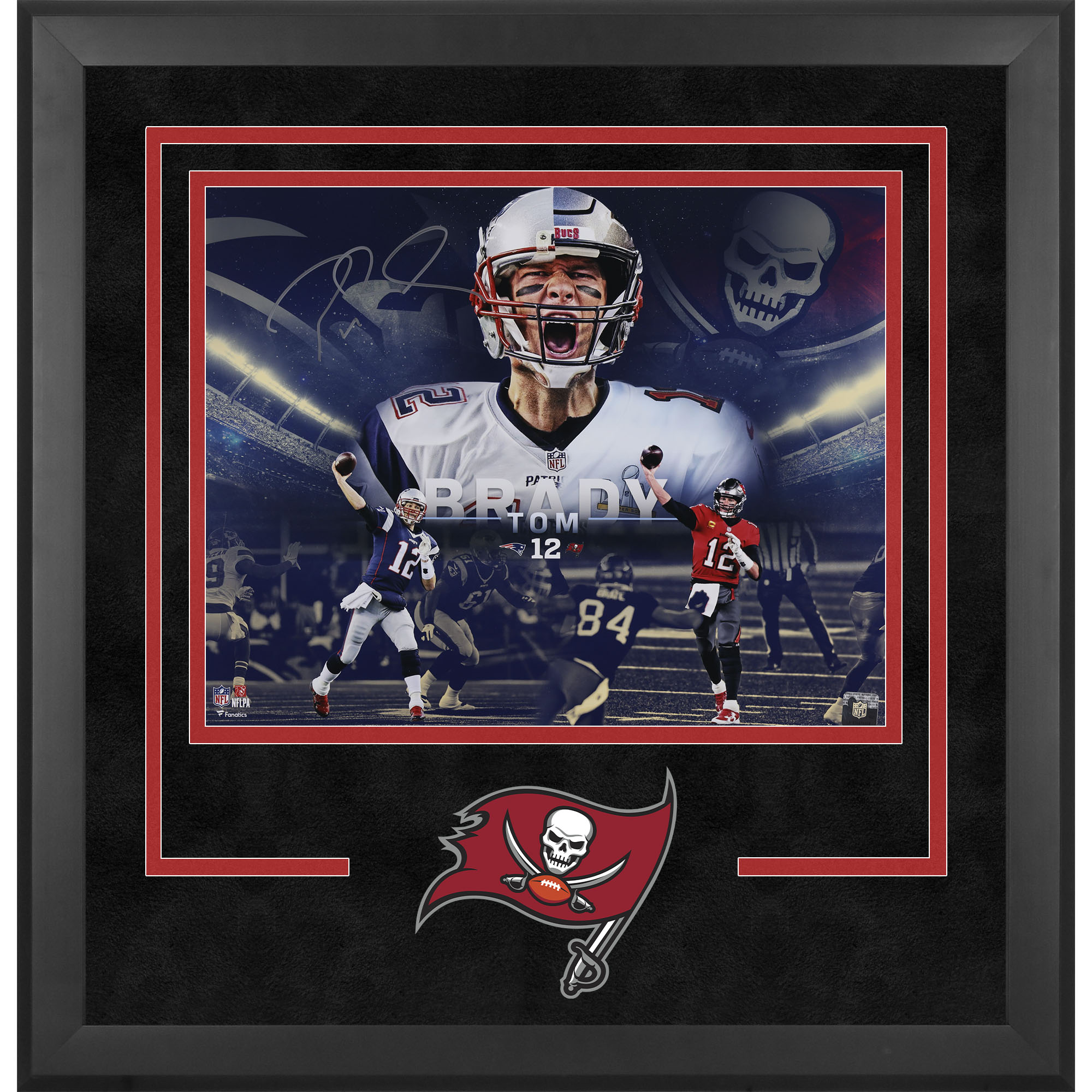 Tom Brady New England Patriots & Tampa Bay Buccaneers Autographed Deluxe Framed 16" x 20" Retirement Collage Photograph