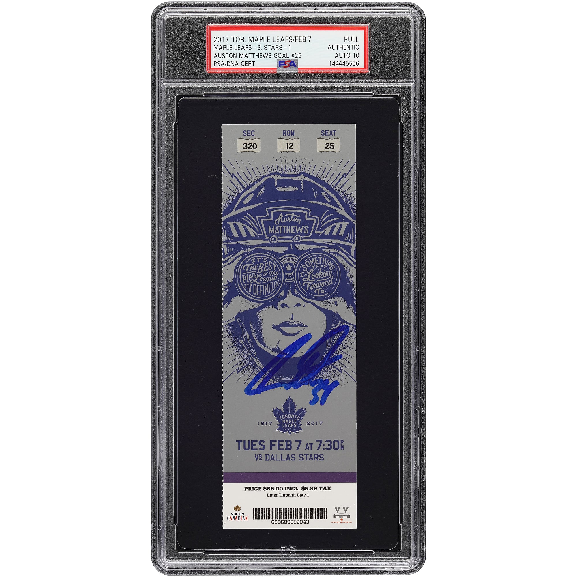 Auston Matthews Toronto Maple Leafs Autographed Rookie Season PSA Authenticated Auto 10 Ticket from February 7, 2017