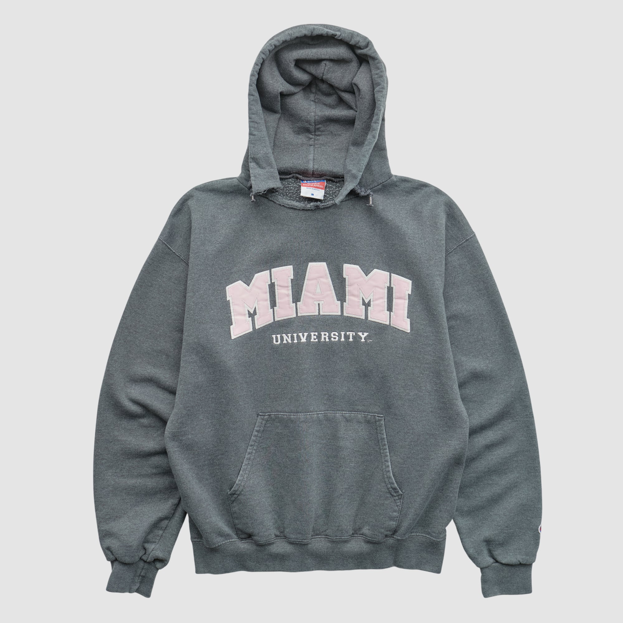 Miami University RedHawks Champion 2000s Hooded Pullover Sweatshirt - Dark Heather Gray - XS by Fanatics Real Vintage