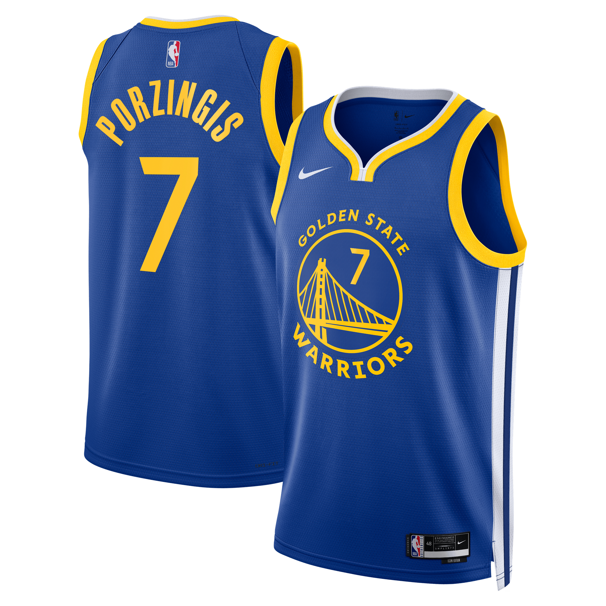 Camiseta Nike Icon Edition Swingman de los Golden State Warriors - Azul marino - Kristaps Porziņģis - Unisex