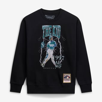 Men's Mitchell & Ness Ken Griffey Jr. Black Seattle Mariners Cooperstown Collection Nickname Player Graphic Sweatshirt