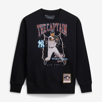Men's Mitchell & Ness Derek Jeter Black New York Yankees Cooperstown Collection Nickname Player Graphic Sweatshirt