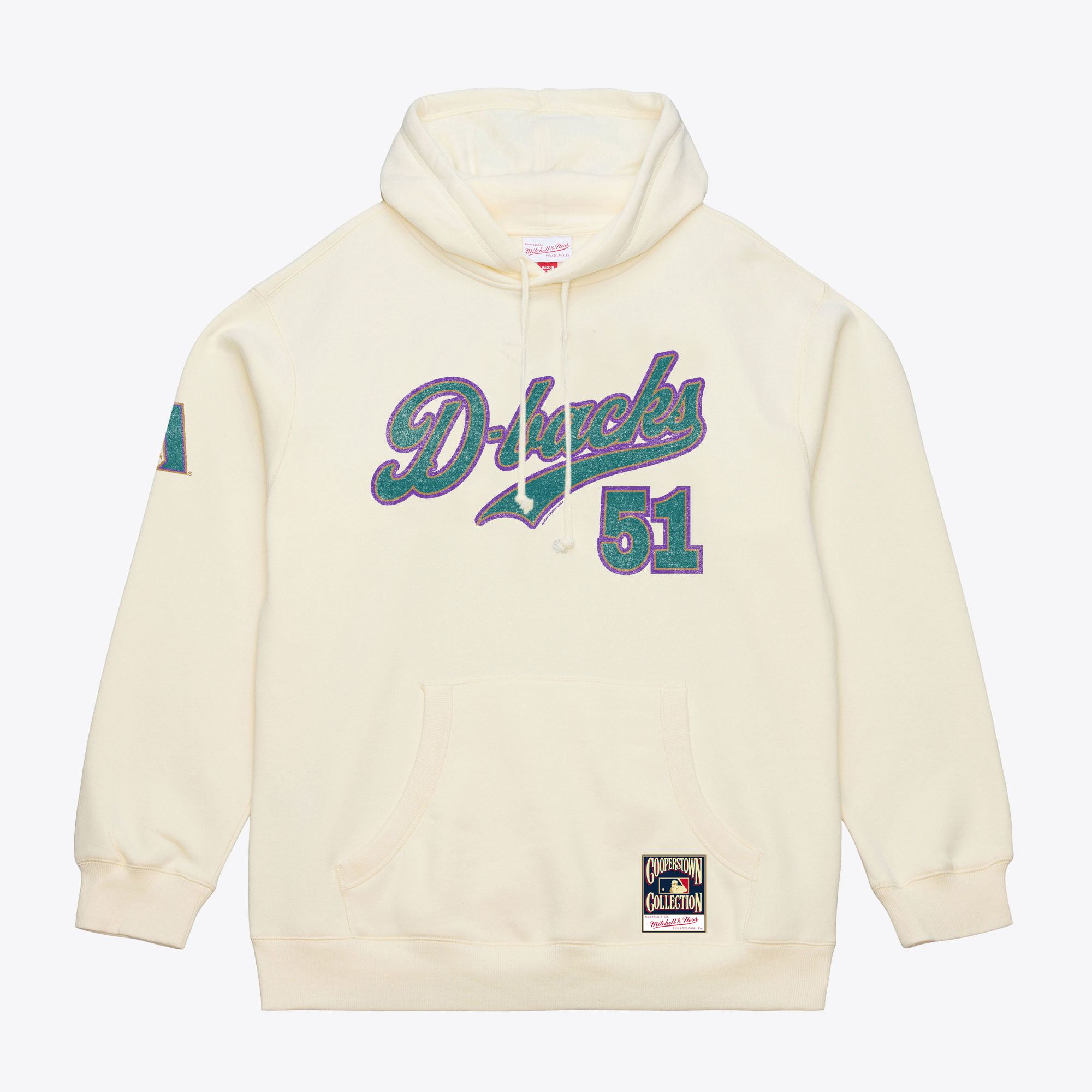 Men's Mitchell & Ness Randy Johnson Cream Arizona Diamondbacks Throwback Name & Number Hoodie