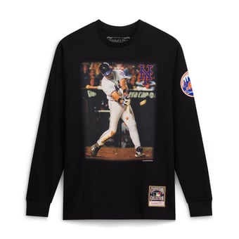 Men's Mitchell & Ness Mike Piazza Black New York Mets Player Graphic Long Sleeve T-Shirt