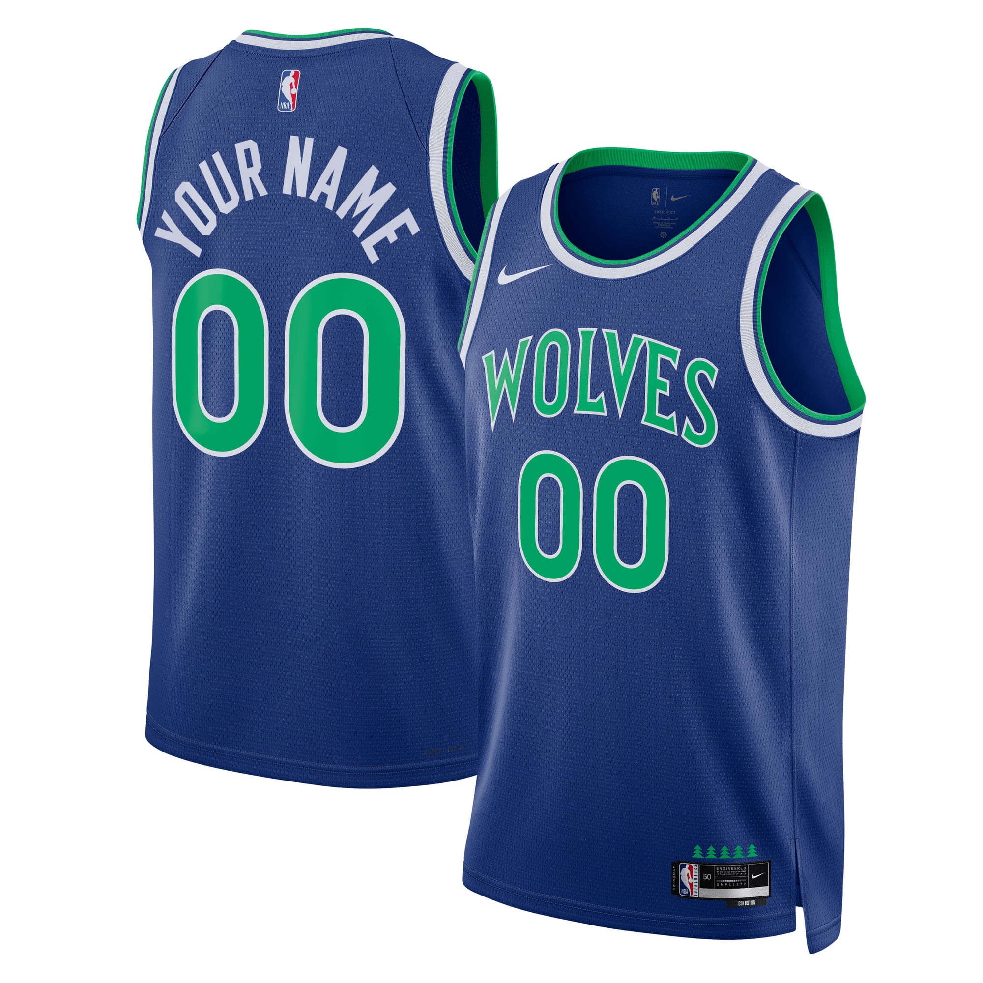 Camiseta Nike Icon Swingman réplica de los Minnesota Timberwolves - Personalizada - Unisex