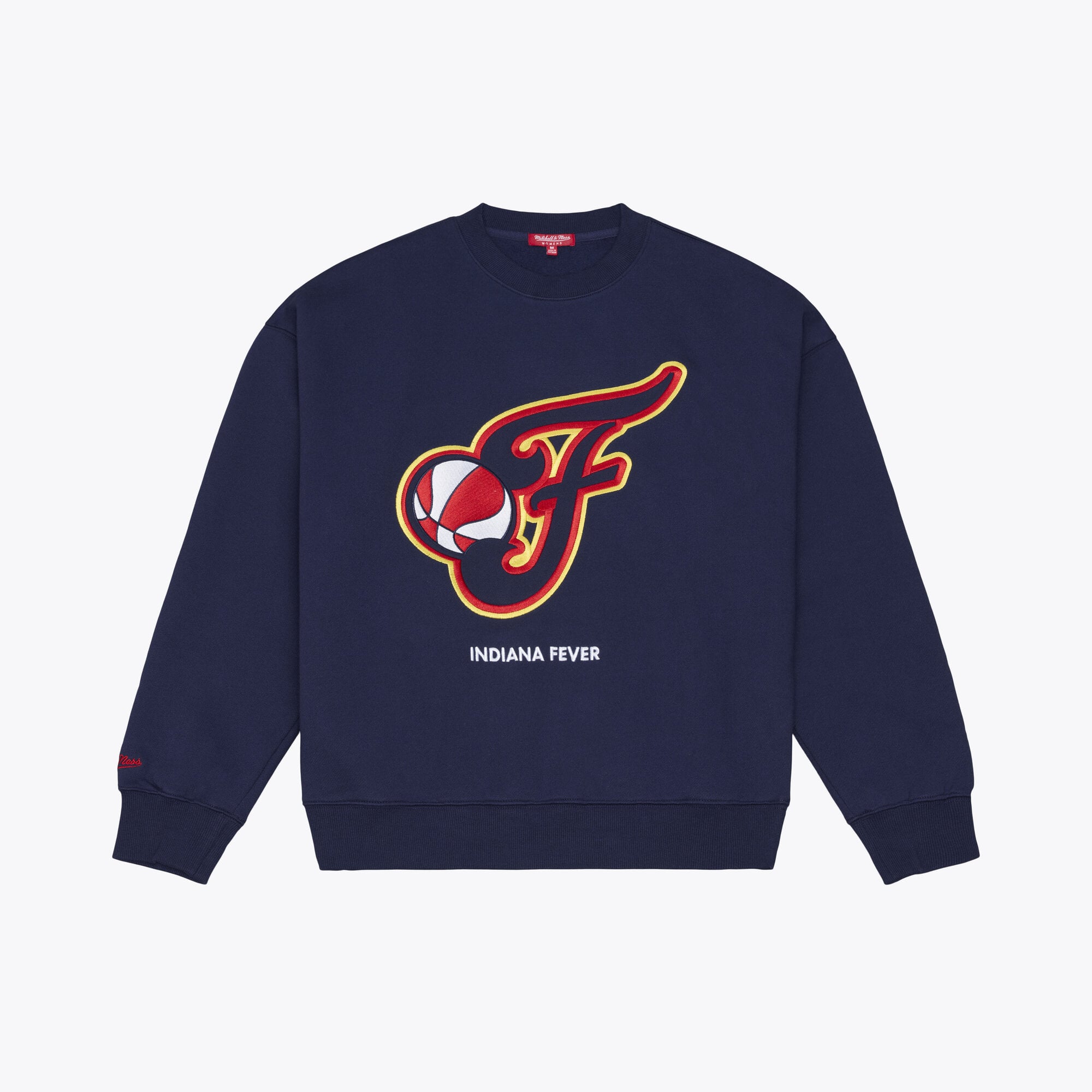 Women's Mitchell & Ness  Navy Indiana Fever Lightweight Fleece Crewneck Sweatshirt