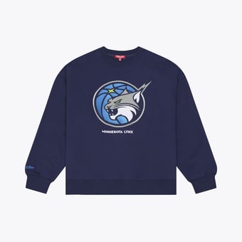Women's Mitchell & Ness  Navy Minnesota Lynx Lightweight Fleece Crewneck Sweatshirt