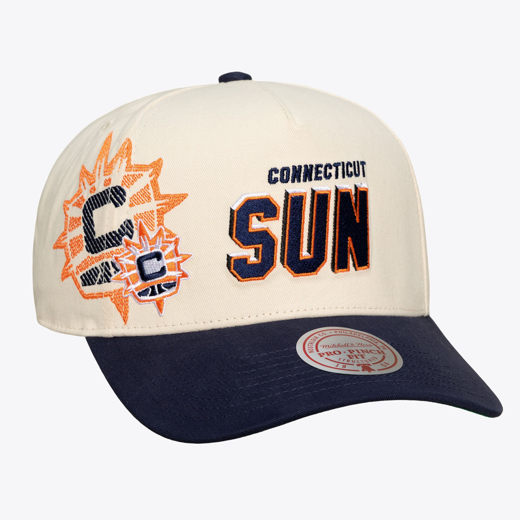 Unisex Mitchell & Ness Cream Connecticut Sun Cooperstown Collection Big Time Pro Crown Snapback Hat