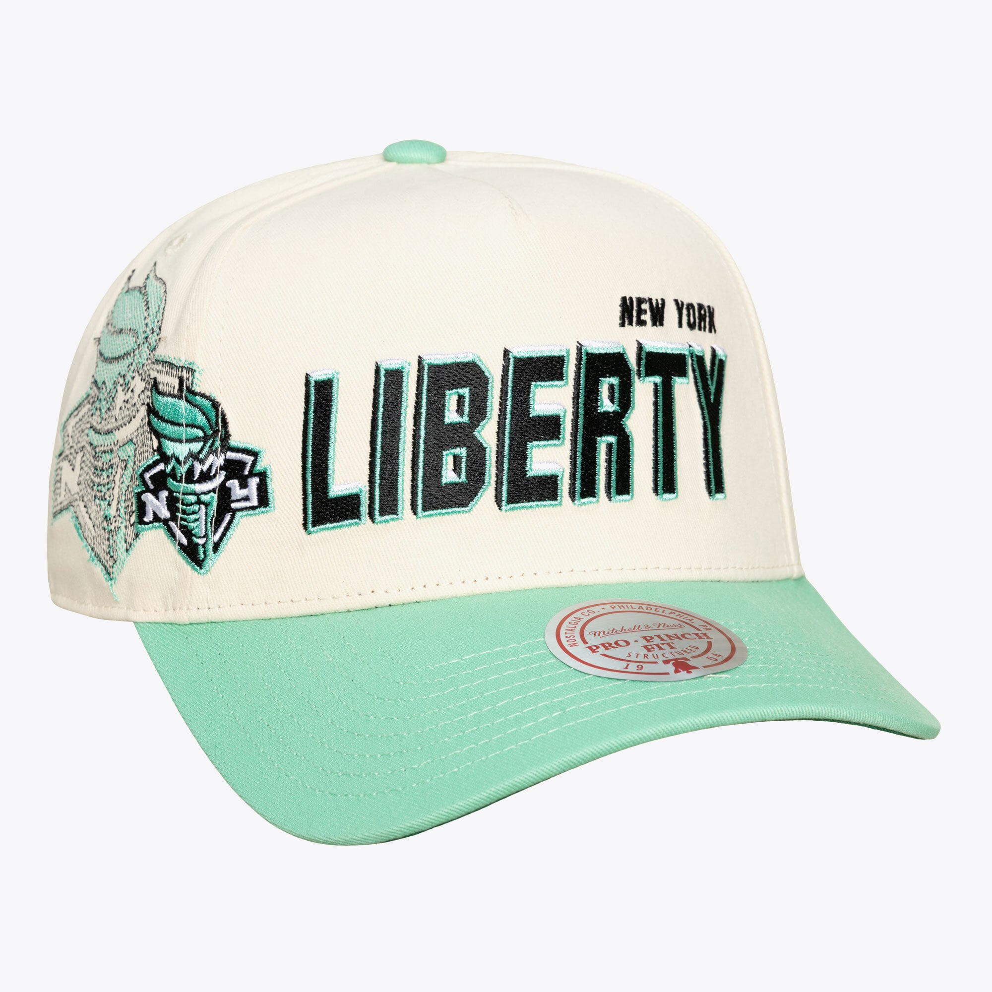 Unisex Mitchell & Ness Cream New York Liberty Cooperstown Collection Big Time Pro Crown Snapback Hat