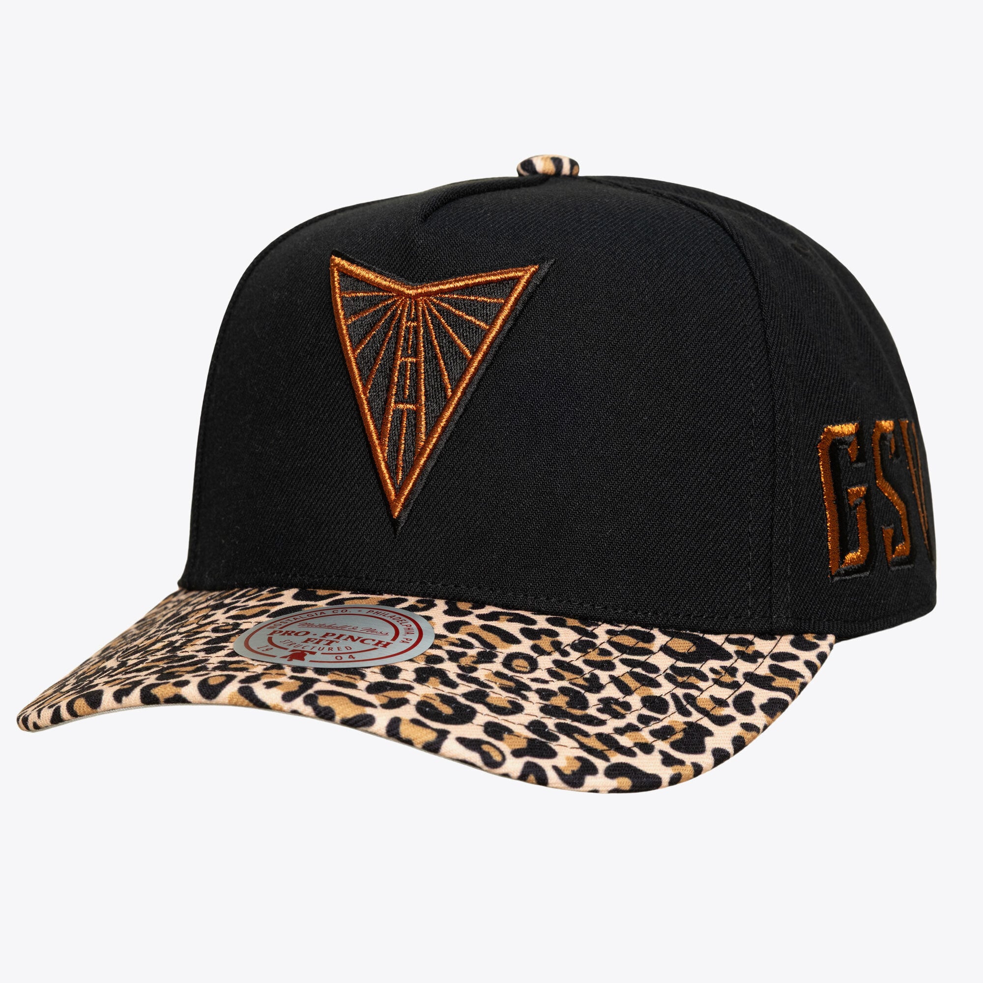 Unisex Mitchell & Ness  Black Golden State Valkyries Cheetah Pro Snapback Hat