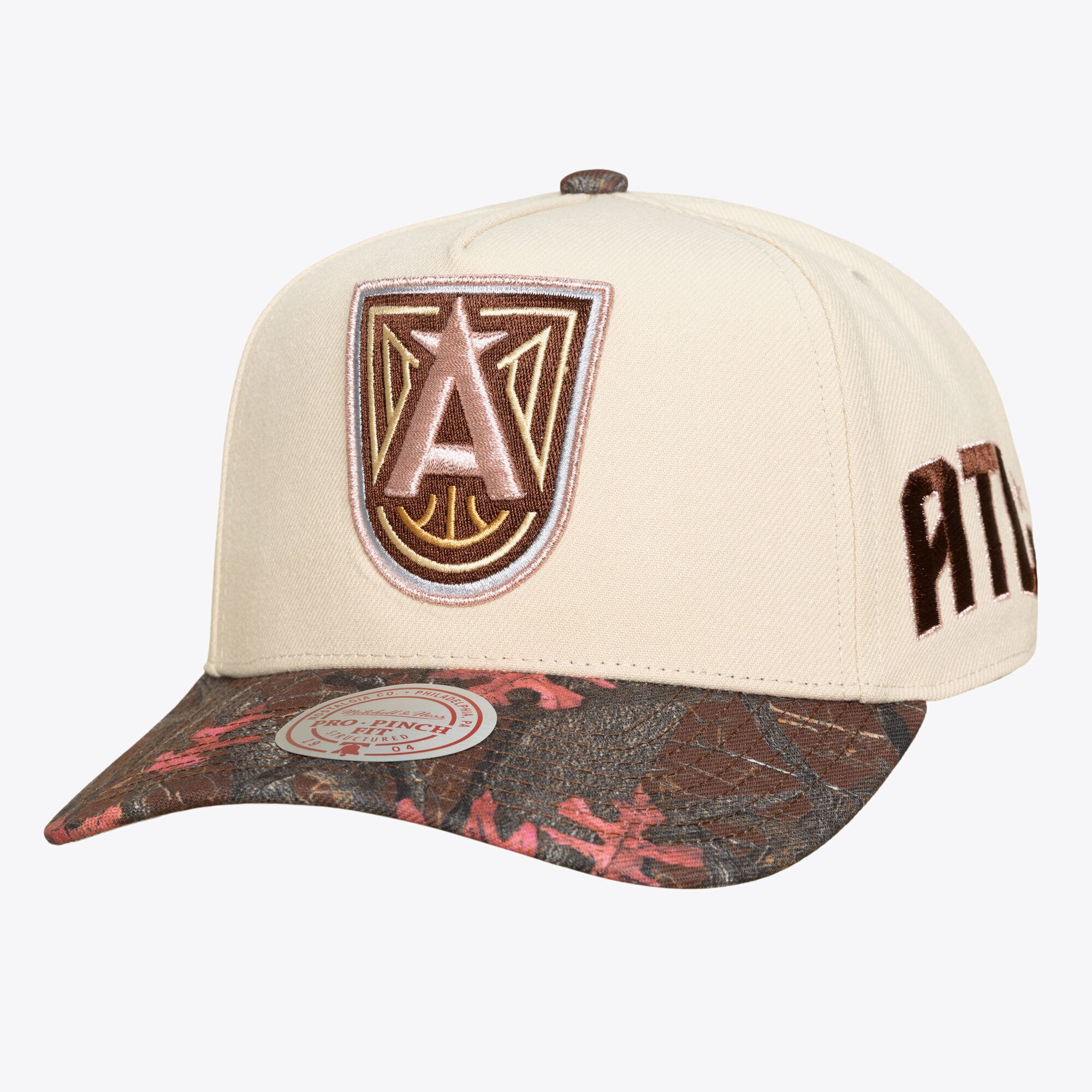 Unisex Mitchell & Ness  Cream Atlanta Dream Pink Pro Snapback Hat