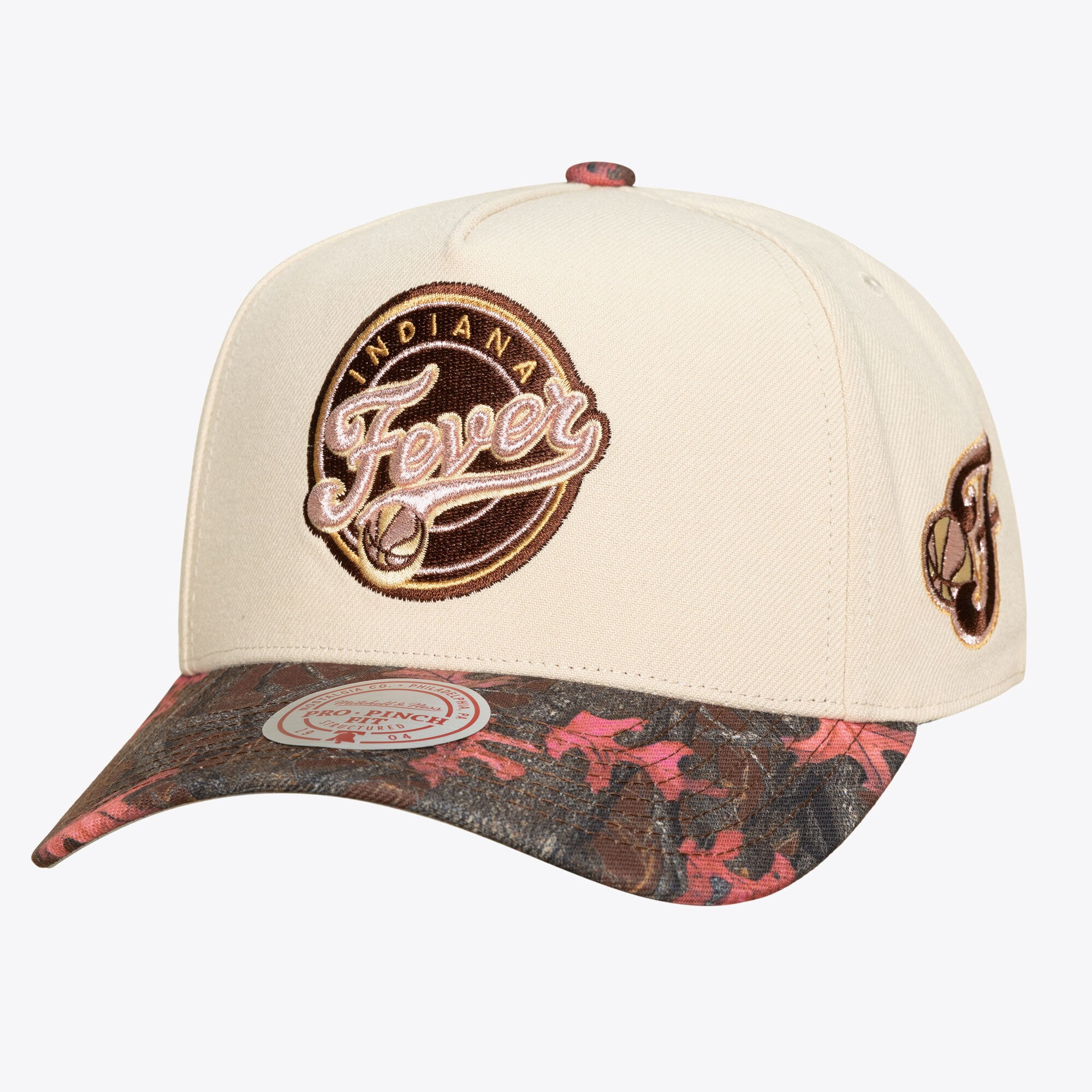 Unisex Mitchell & Ness Cream Indiana Fever Pink Pro Snapback Hat