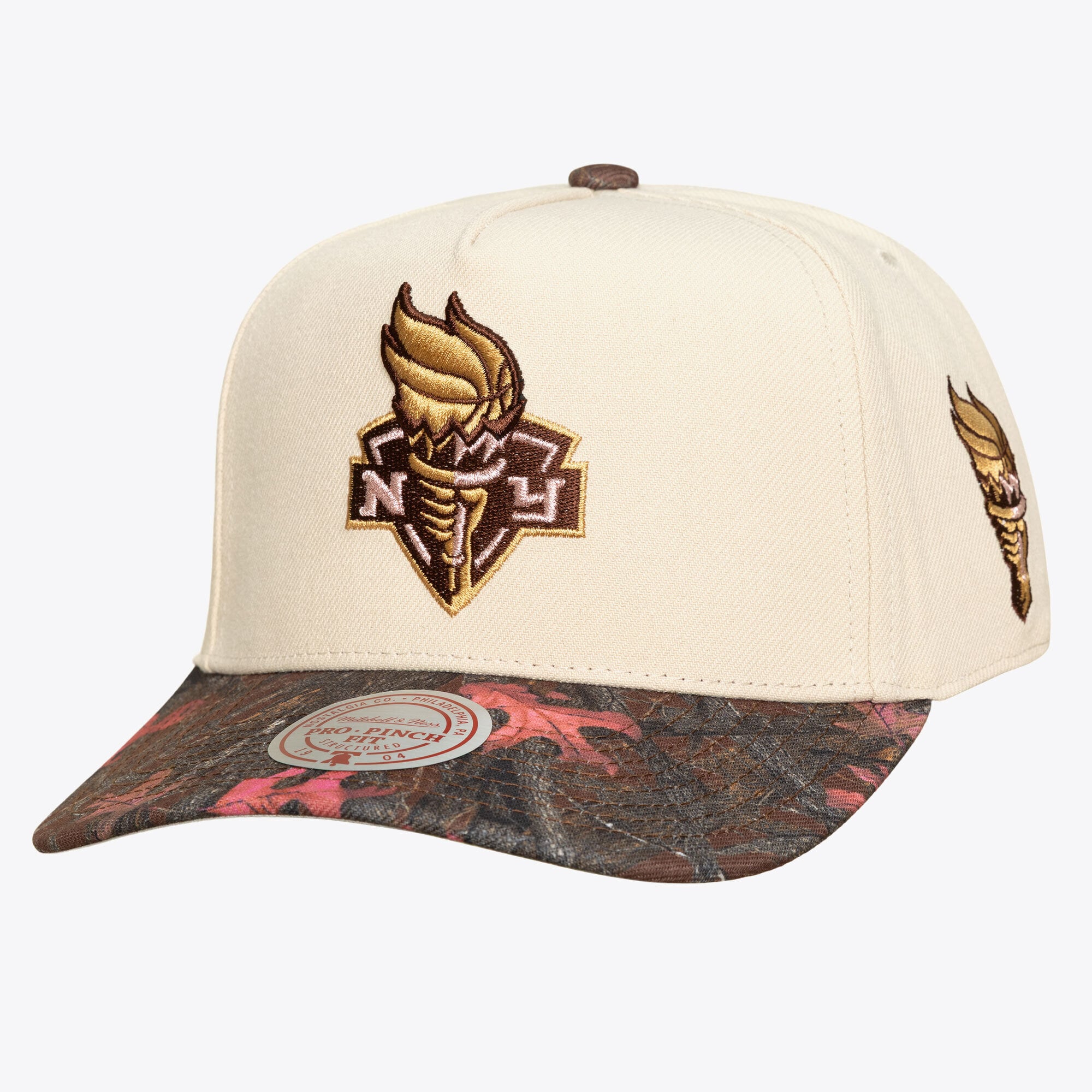 Unisex Mitchell & Ness Cream New York Liberty Pink Pro Snapback Hat
