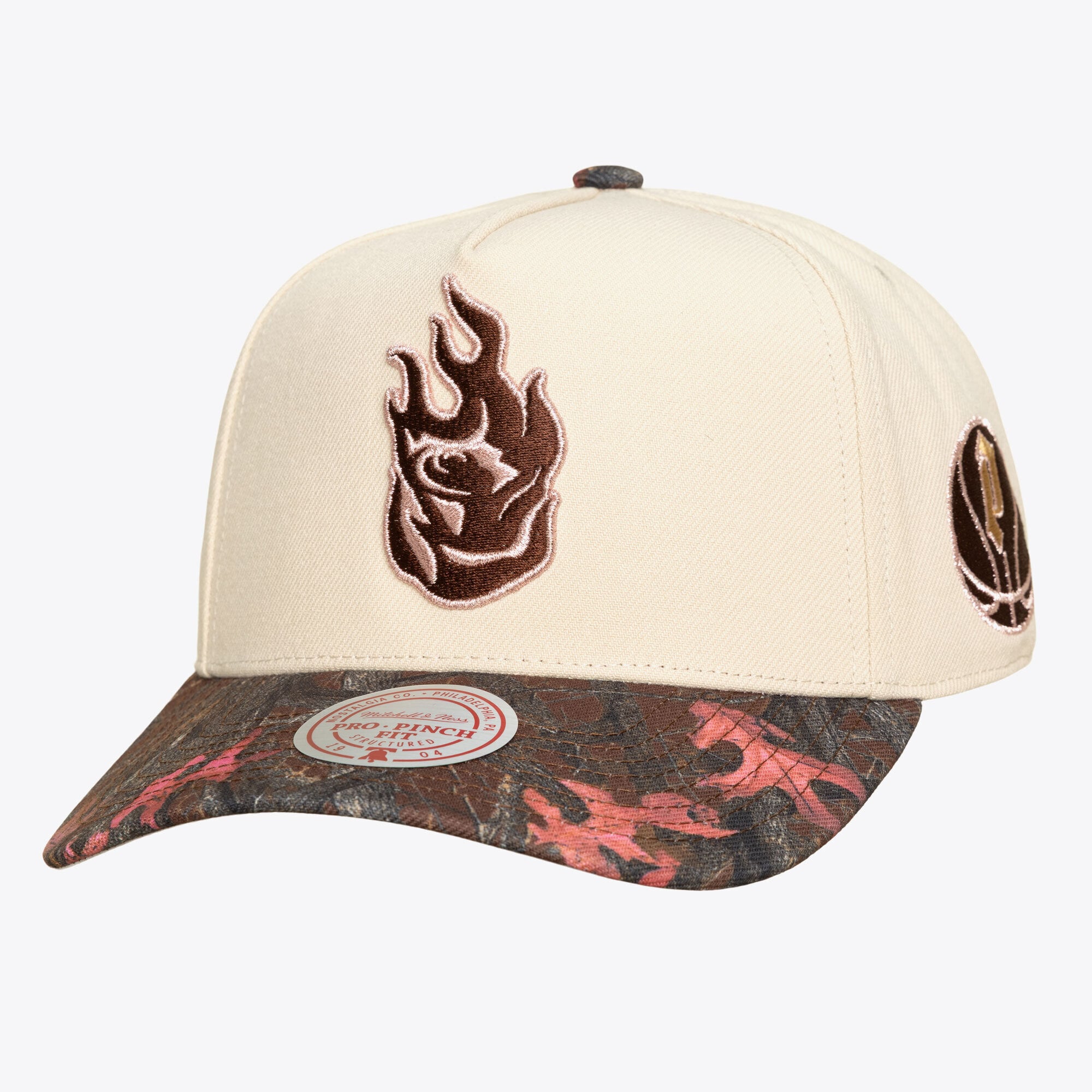 Unisex Mitchell & Ness  Cream Portland Fire Pink Pro Snapback Hat