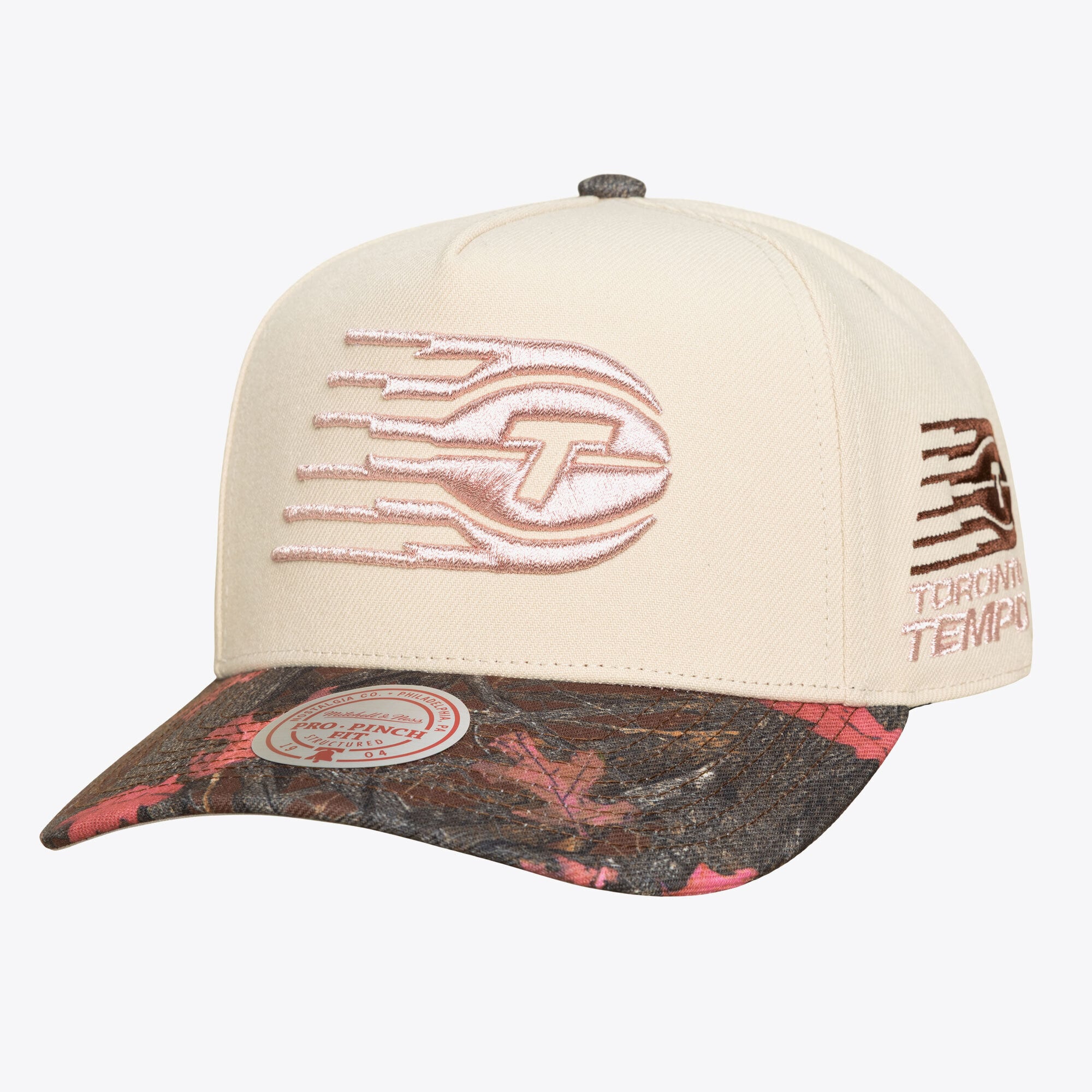 Unisex Mitchell & Ness  Cream Toronto Tempo Pink Pro Snapback Hat