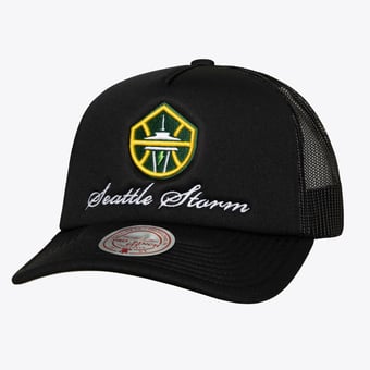 Unisex Mitchell & Ness Black Seattle Storm Script Pro Pinch Adjustable Trucker Hat
