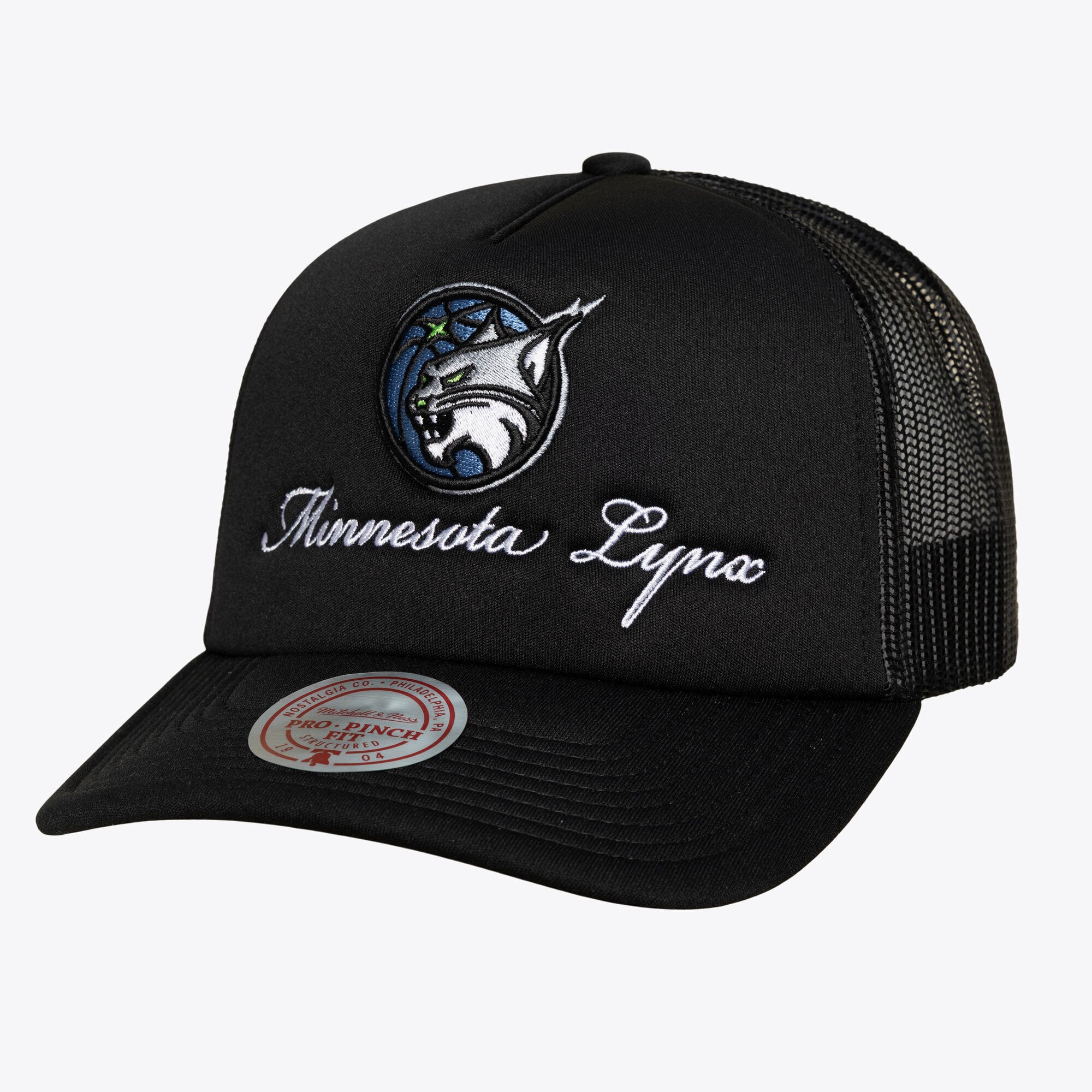 Unisex Mitchell & Ness Black Minnesota Lynx Script Pro Pinch Adjustable Trucker Hat
