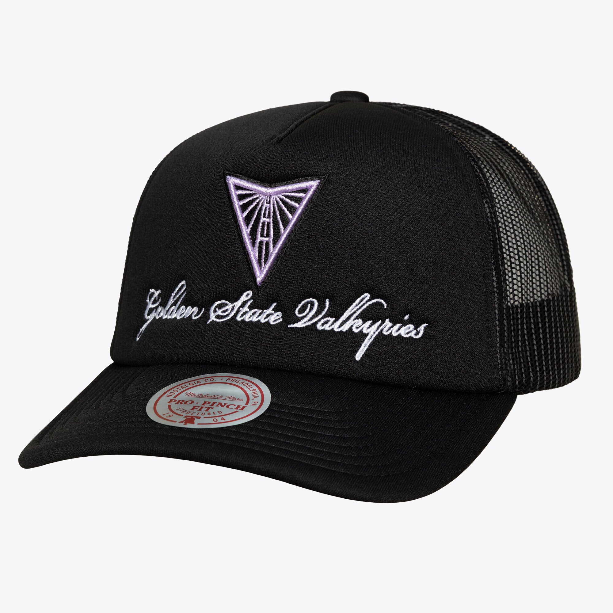 Unisex Mitchell & Ness Black Golden State Valkyries Script Pro Pinch Adjustable Trucker Hat