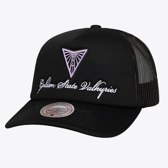 Unisex Mitchell & Ness Black Golden State Valkyries Script Pro Pinch Adjustable Trucker Hat